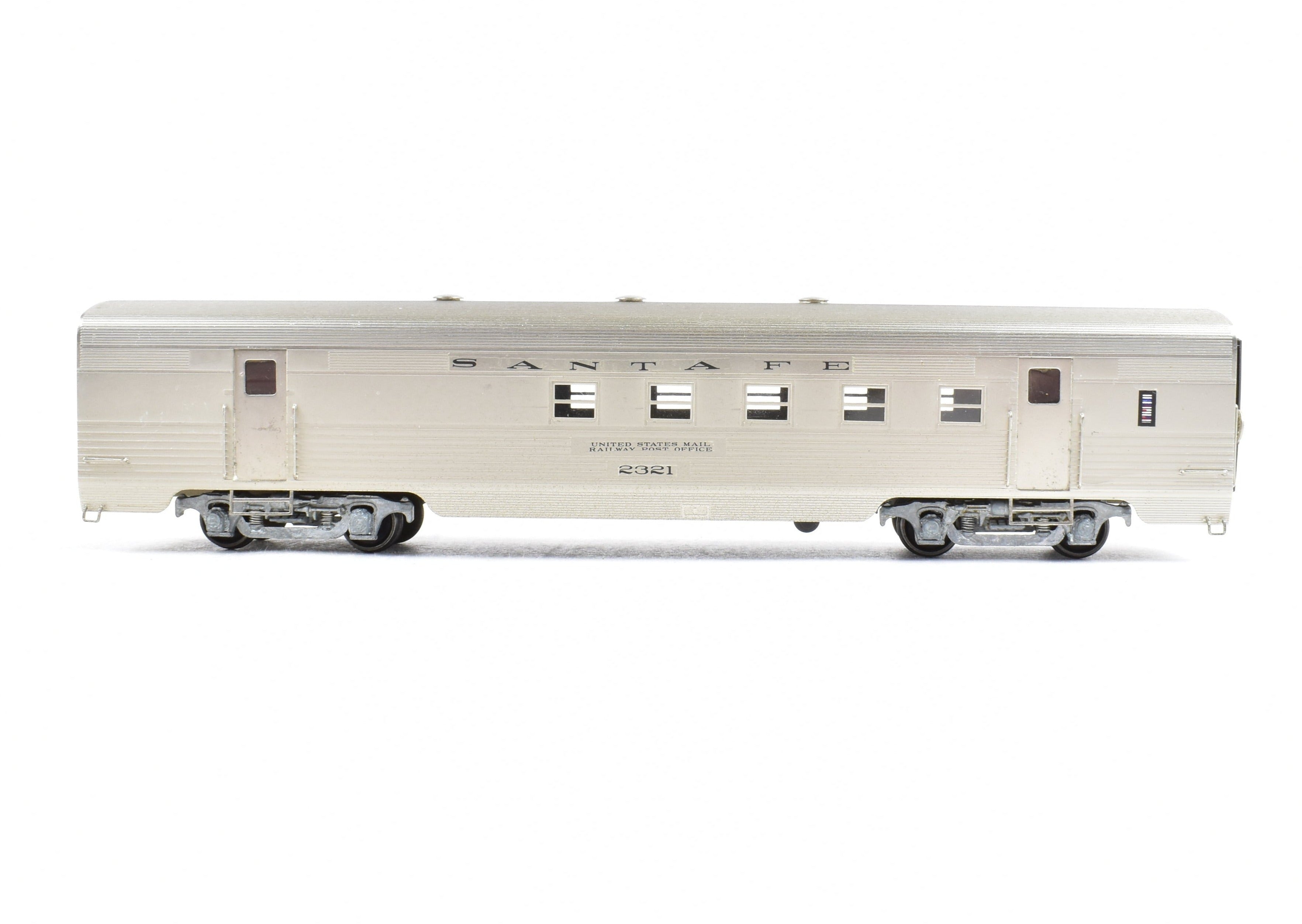 HO Brass Lambert ATSF - Santa Fe 60' Streamlined RPO Car w/ Central Valley Trucks