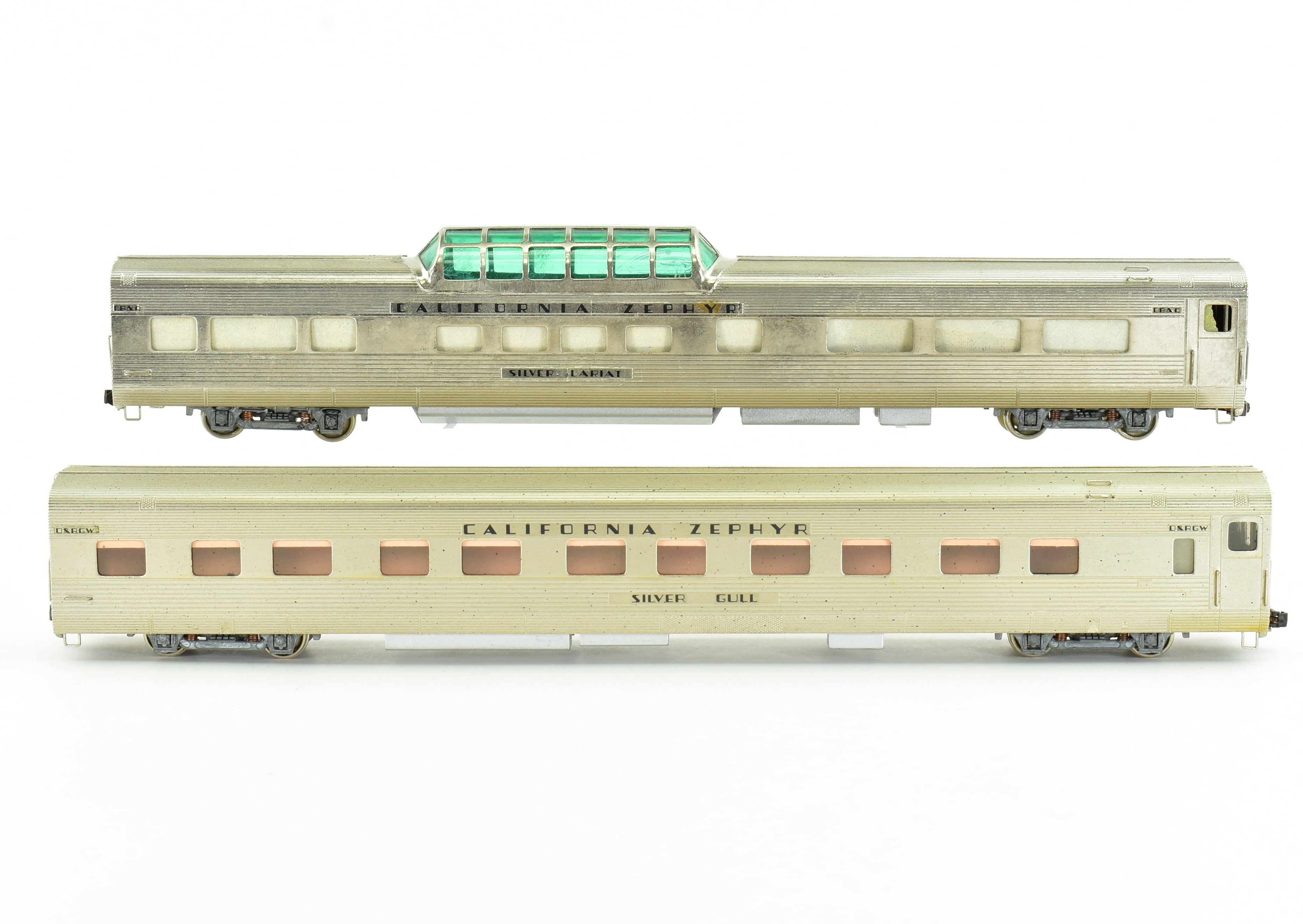 HO Scale Brass Nickel Plate Products (NPP) CB&Q - Burlington Route WP & D&RGW California Zephyr Vista Dome Open Section Sleeper Train Set Model