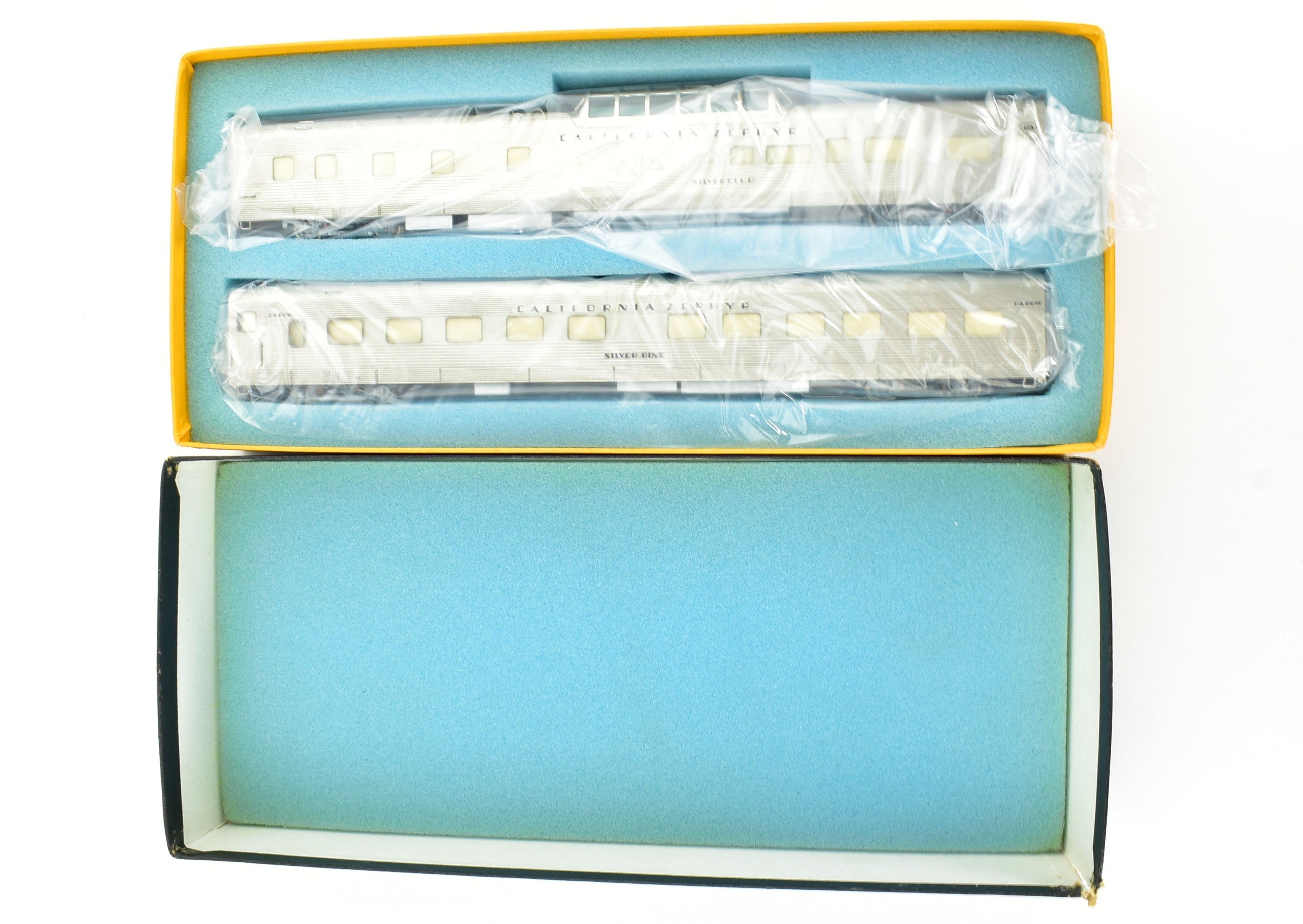 HO Scale Brass Model Train Set of Nickel Plate Products (NPP) Featuring CB&Q - Burlington Route, WP & D&RGW California Zephyr Buffet Lounge, Dome, Pullman Sleeper