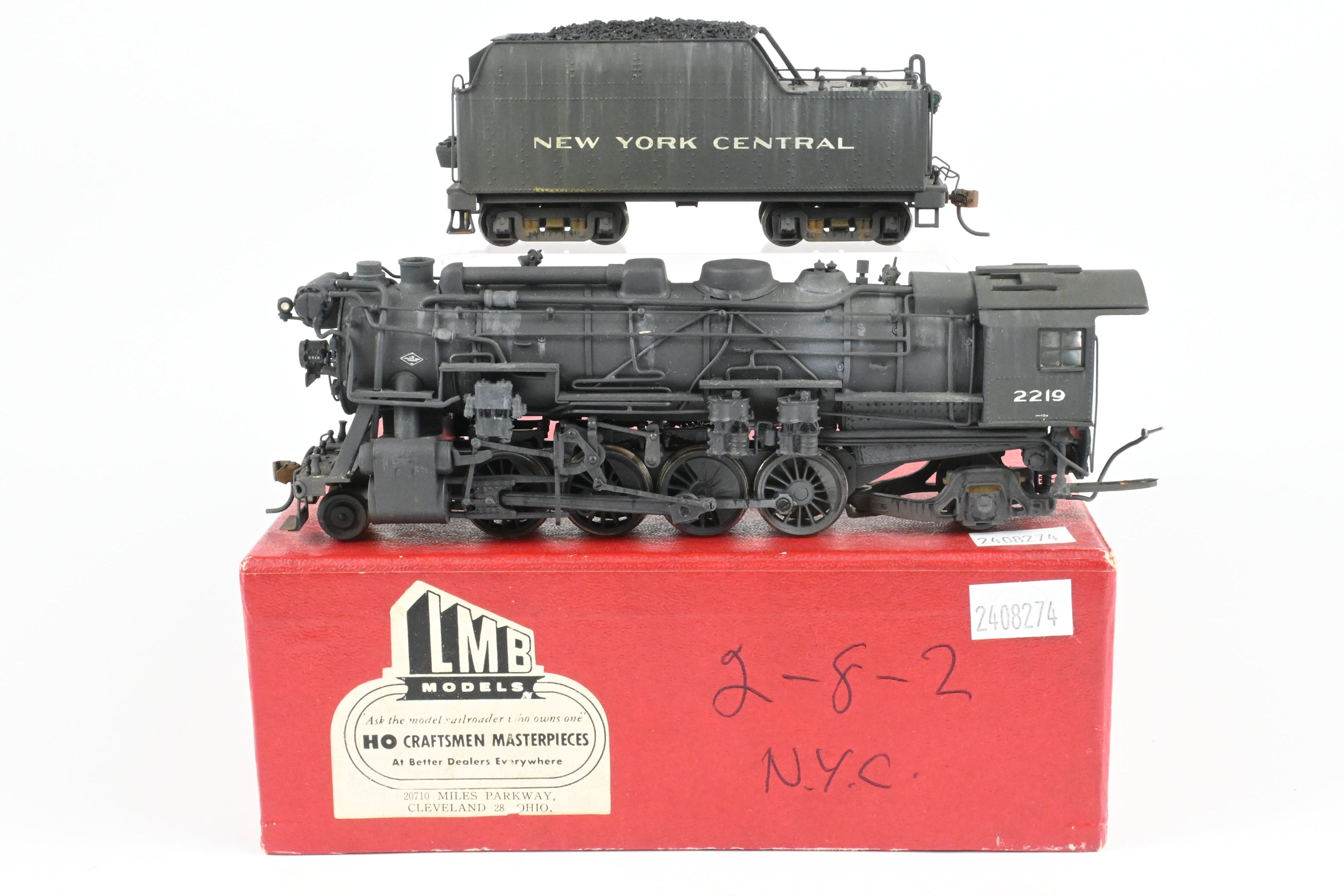 HO Scale Brass LMB NYC - New York Central 2-8-2 H-10a Mikado #2219 Custom Painted & Weathered