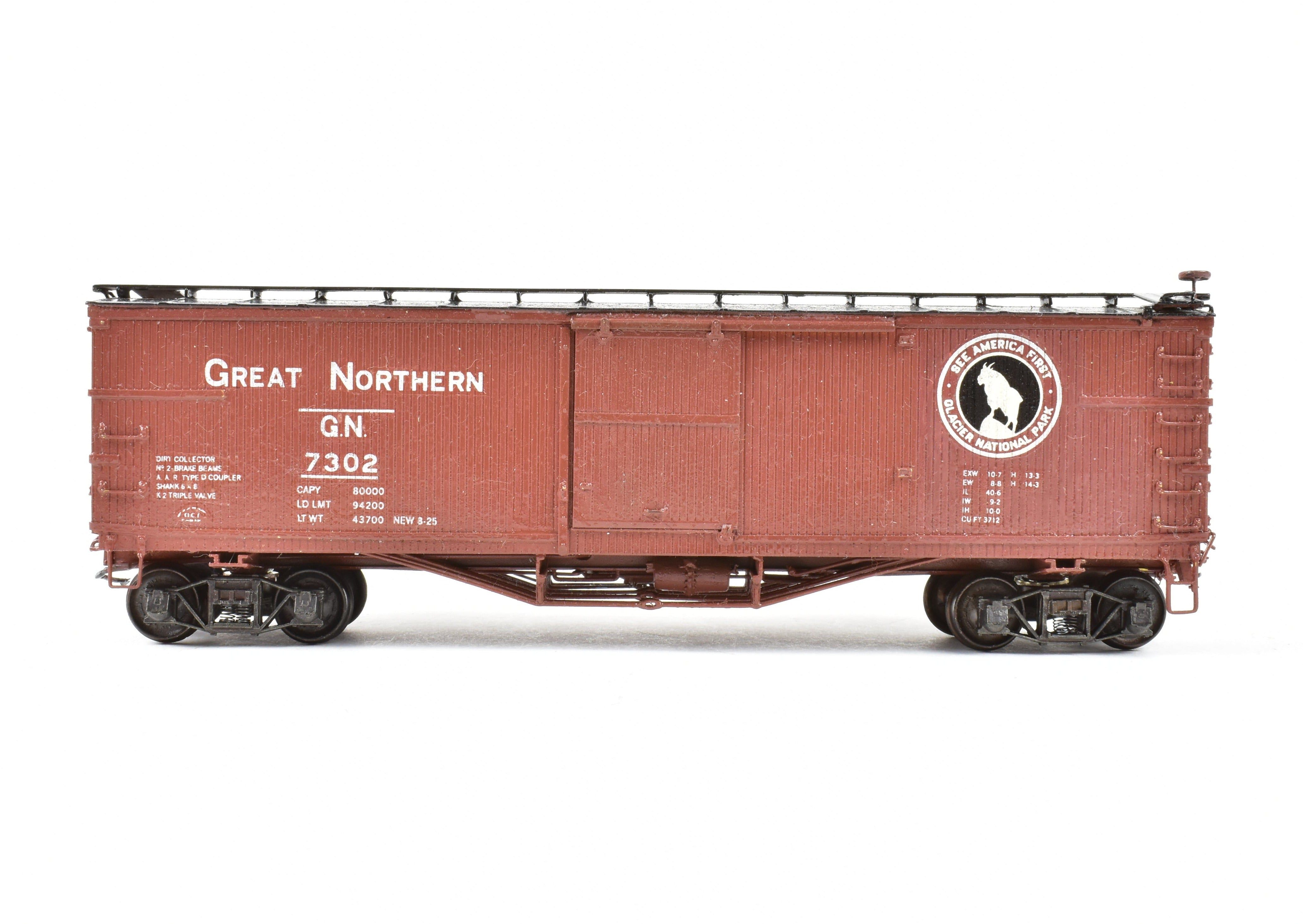 HO Scale Brass Nickel Plate Products (NPP) Great Northern (GN) 40-Foot Boxcar with AB Brake System, Custom Painted Model No. 7302
