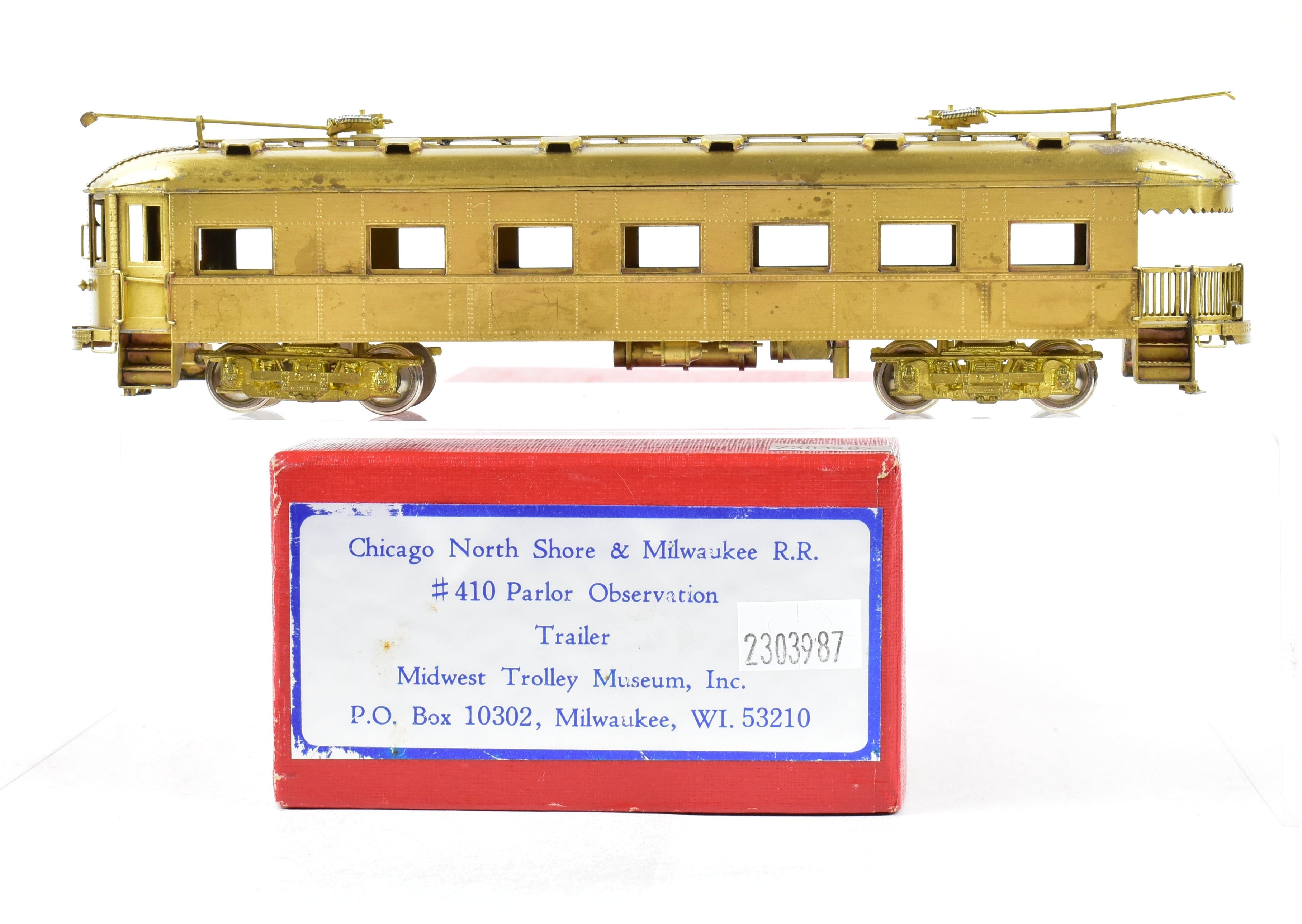 1978 HO Brass MTM Midwest Trolley Museum North Shore Line No. 410 Parlor Observation Trailer