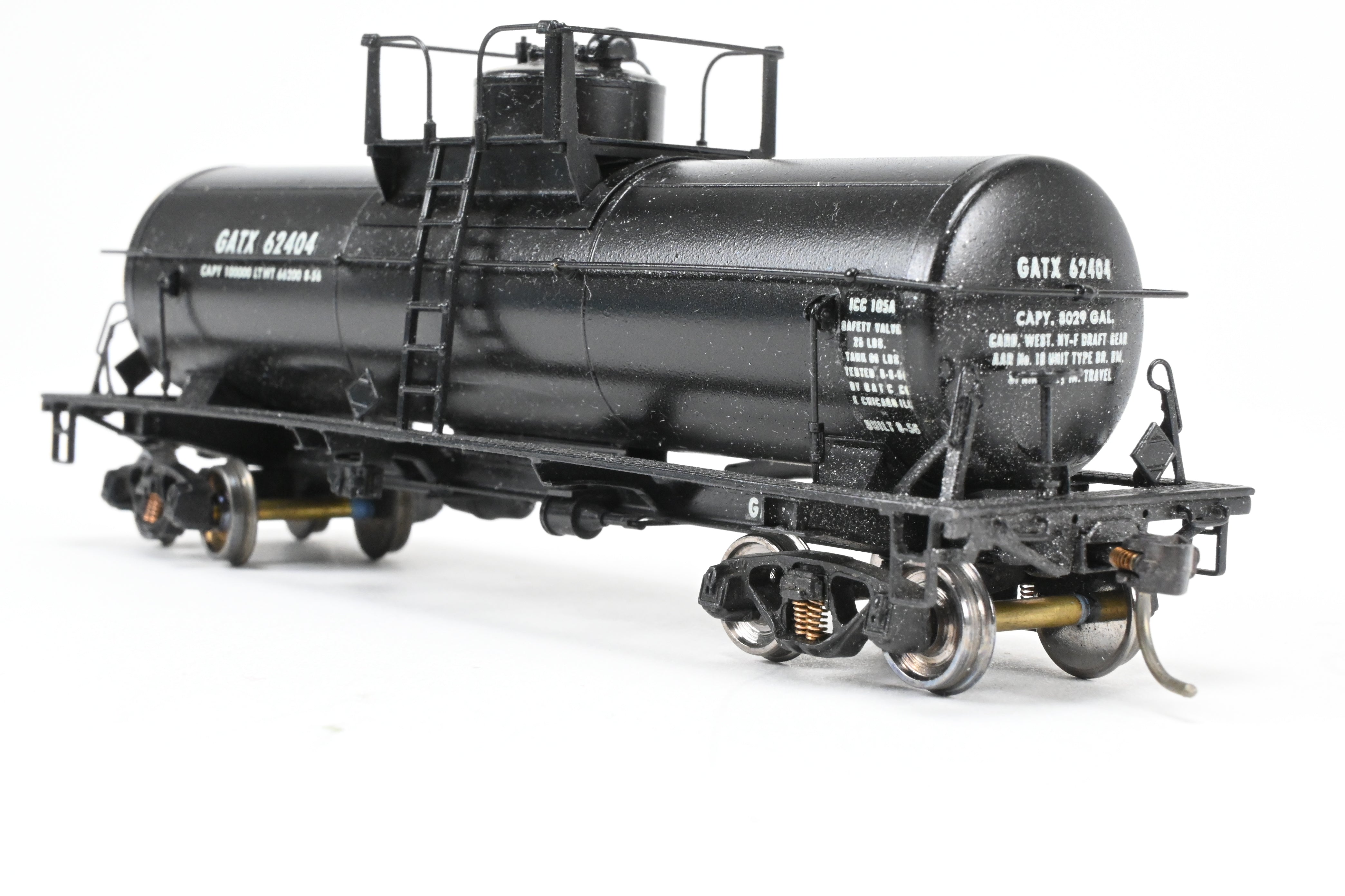 HO Scale Brass Lambert Custom Painted 10,000 Gallon Type 103 Tank Car for Various Roads, Featuring GATX - General American Tank Number 62404