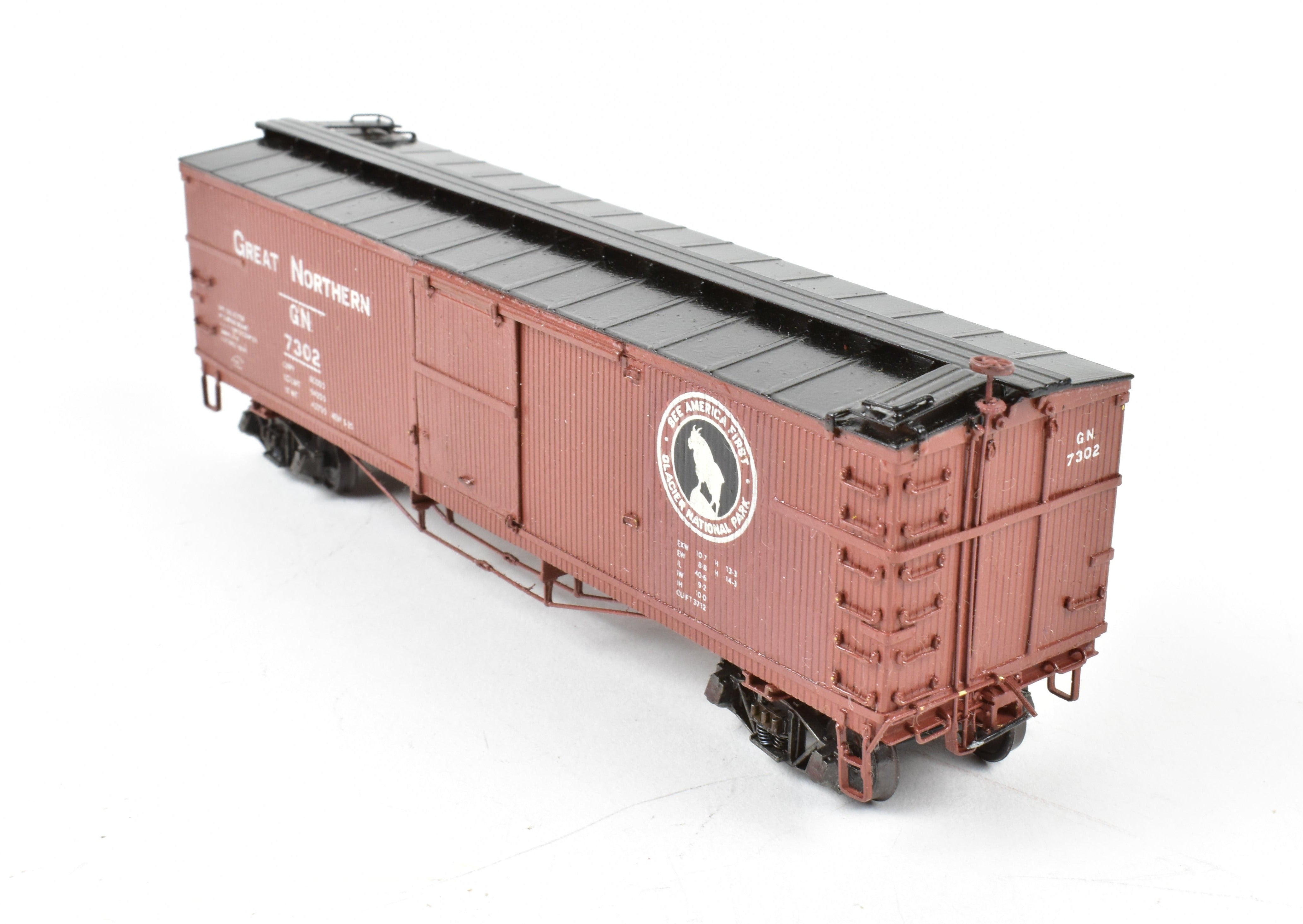HO Scale Brass Nickel Plate Products (NPP) Great Northern (GN) 40-Foot Boxcar with AB Brake System, Custom Painted Model No. 7302