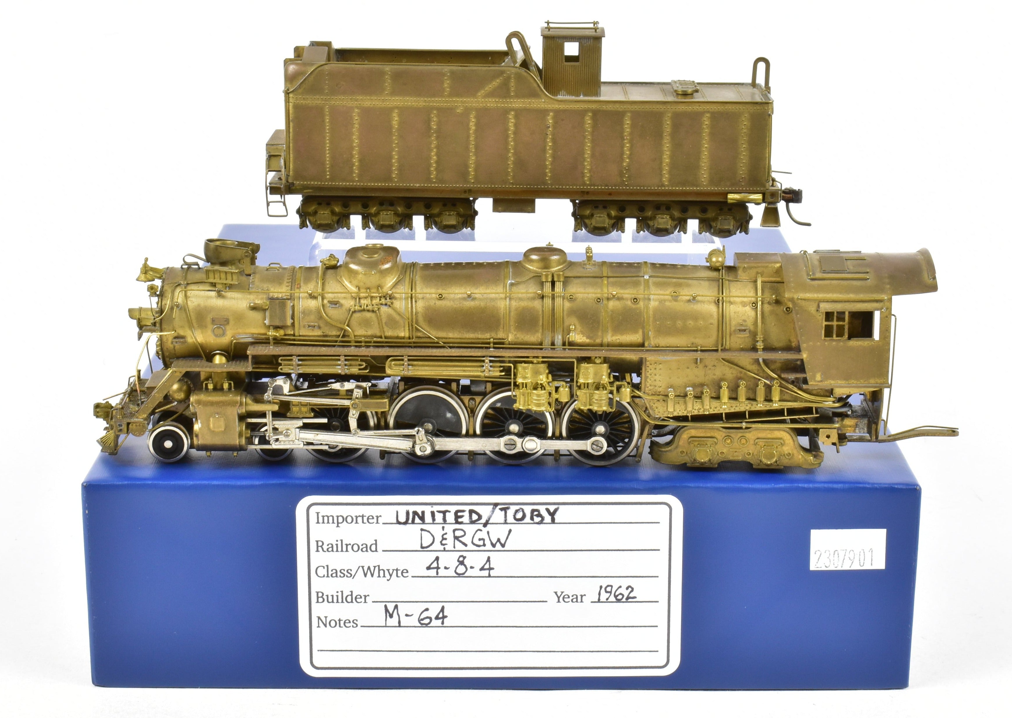 HO Scale Brass Pacific Fast Mail Model Train - Toby's Denver & Rio Grande Western 4-8-4 Class M-64 Crown Model REBOXX from 1962