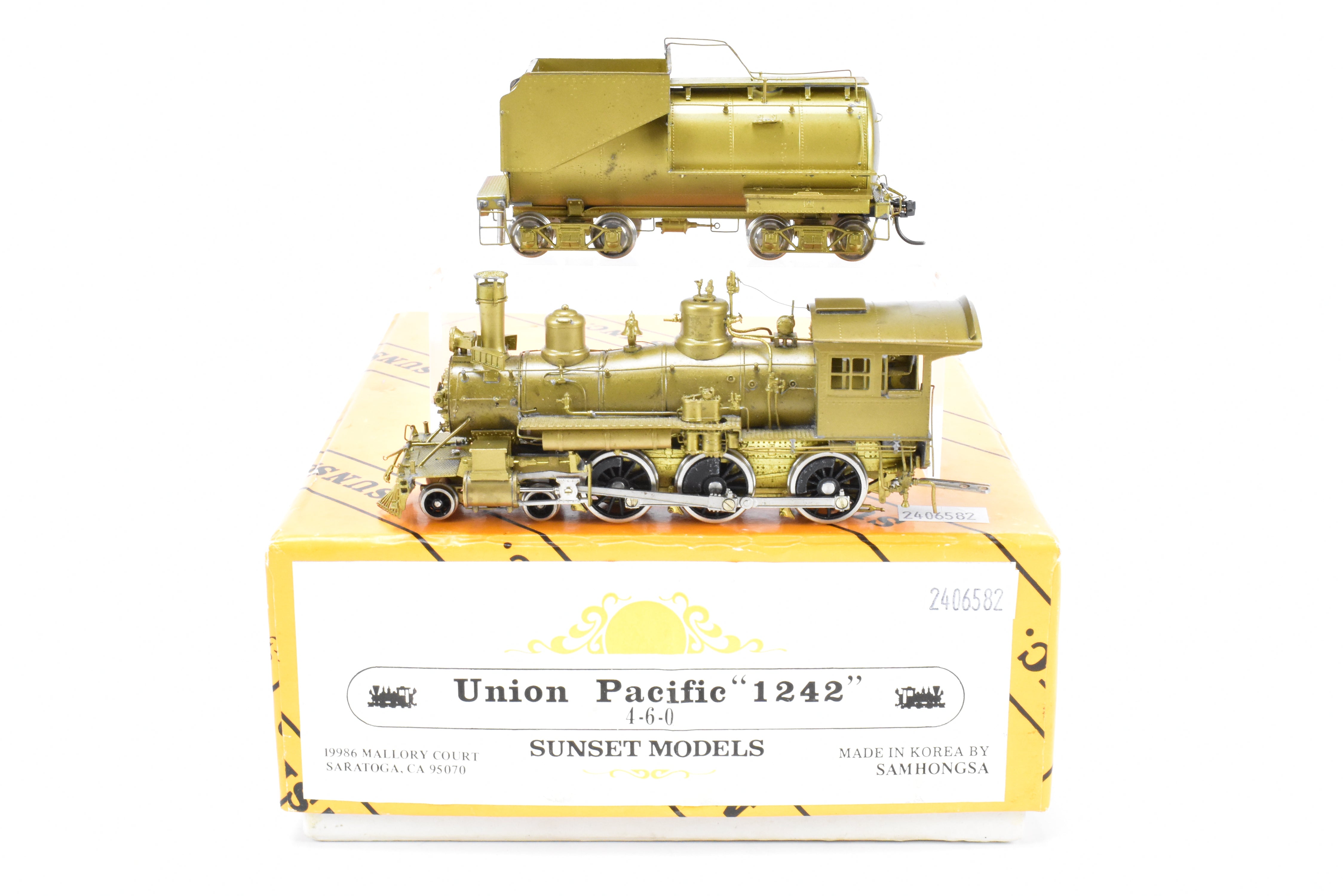 HO Scale Brass Sunset Models Union Pacific (UP) 4-6-0 Steam Locomotive Model Number 1242