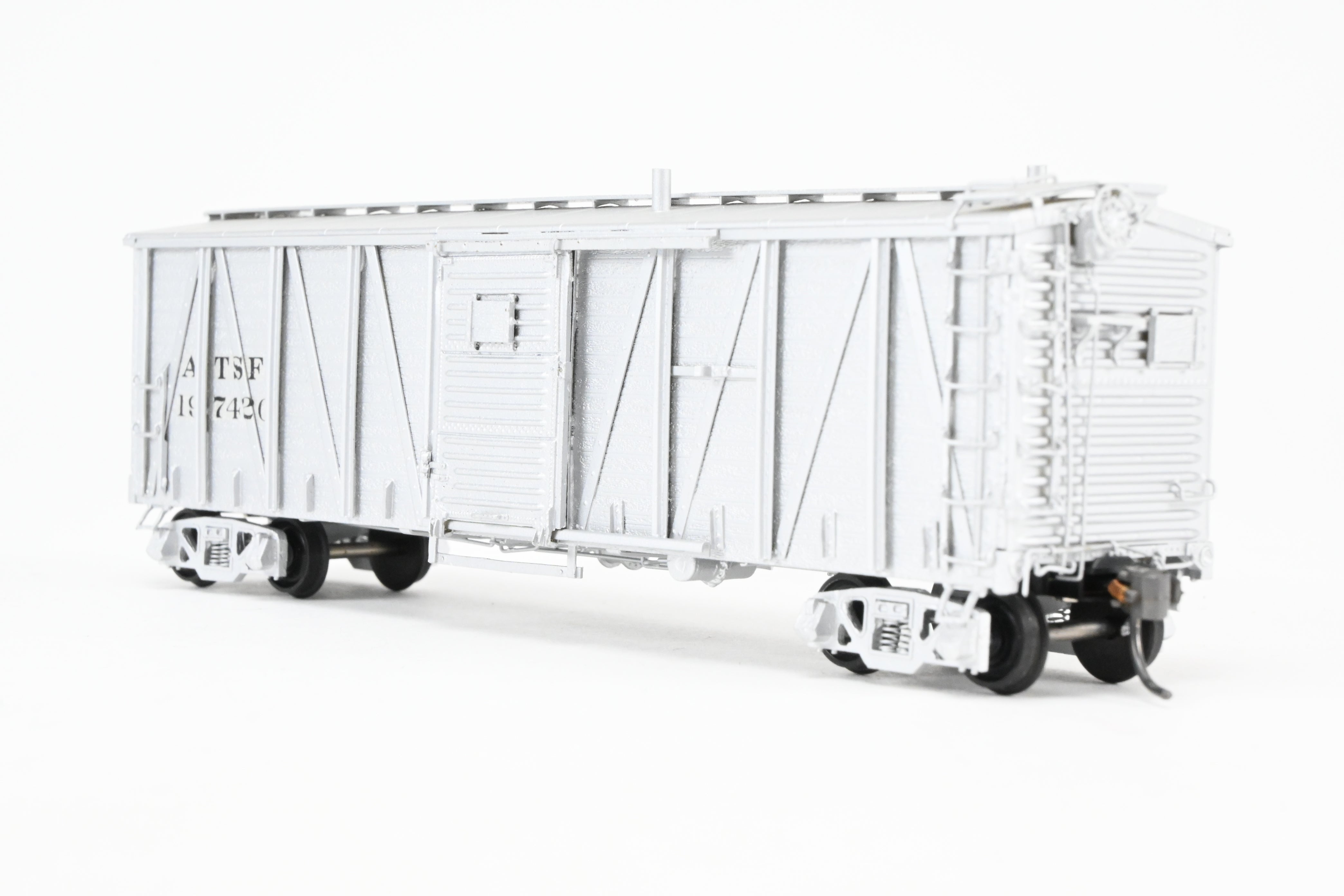 HO Scale Brass Model of Pecos River Brass ATSF - Santa Fe WX - 6 Work Boxcar with CP Number 197420