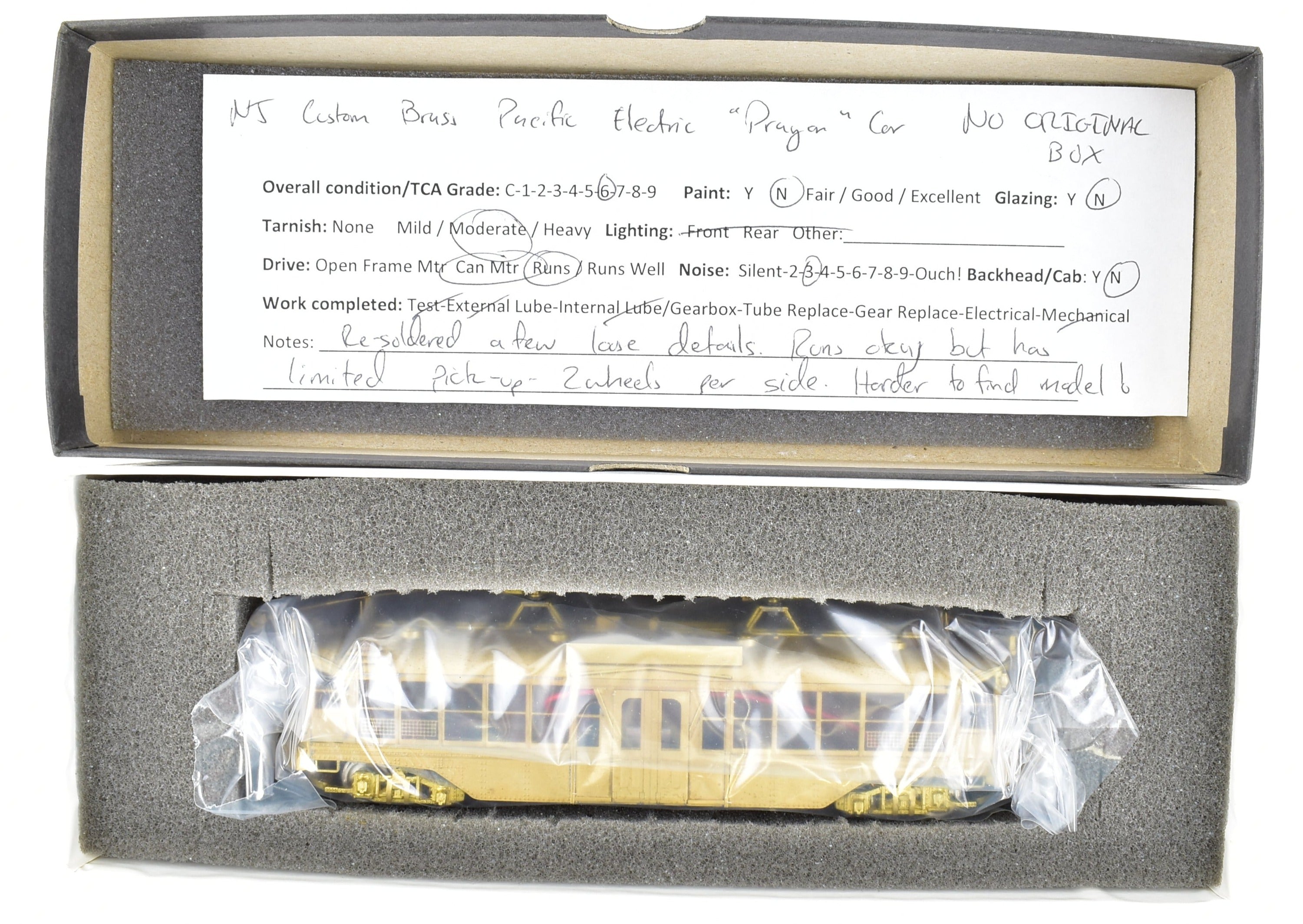 High - Quality HO Scale Custom Brass Pacific Electric Dragon Trolley Car Model without Original Packaging by Brass NJ Custom