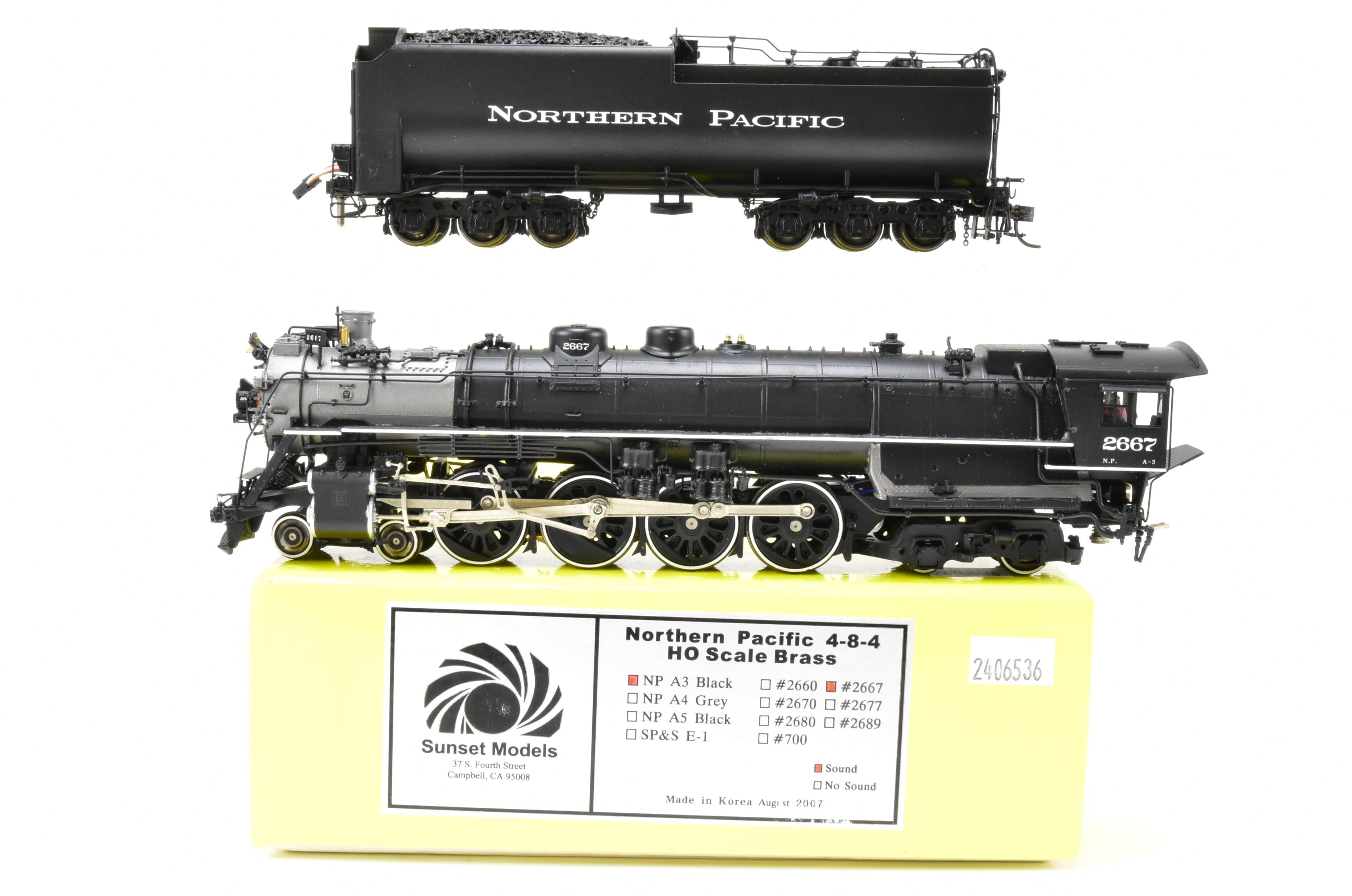 HO Scale Brass Sunset NP A-3 4-8-4 FP #2667 Model with QSI DCC & Sound