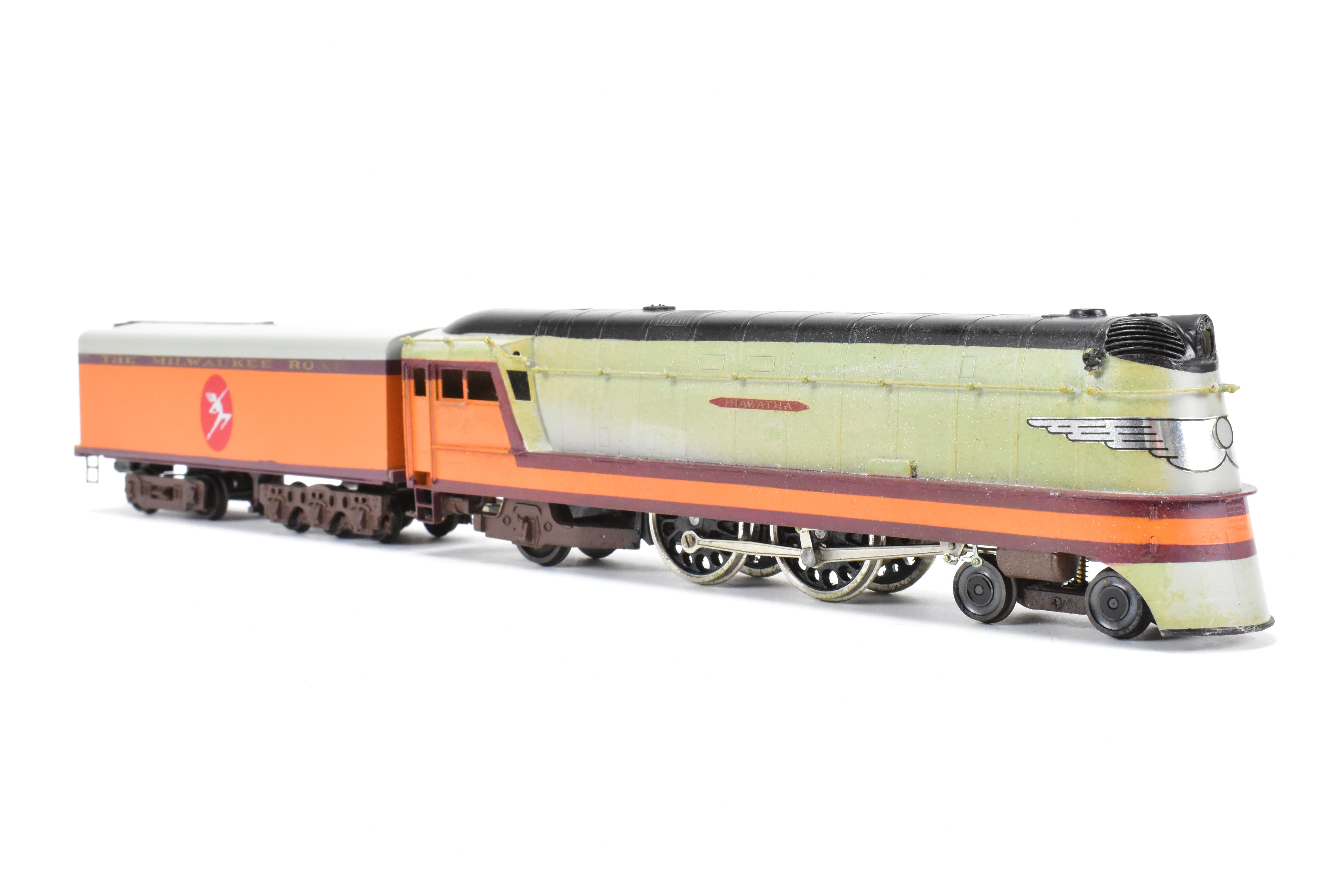 HO Scale Brass NPP Nickel - Plated Milwaukee Road Class A 4 - 4 - 2 Streamlined Hiawatha Atlantic w/Slight Foam Damage
