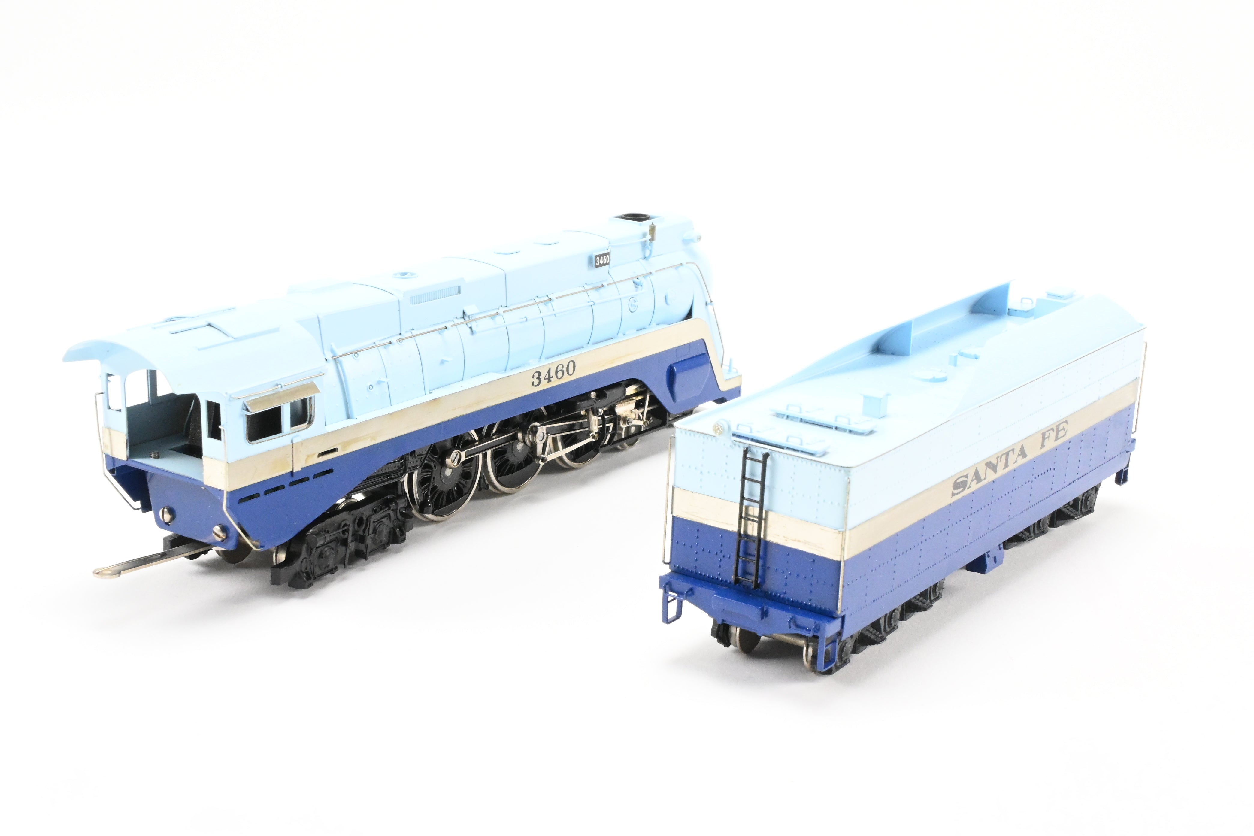HO Scale Brass Model Train - Tenshodo ATSF Santa Fe 4-6-4 Steam Locomotive No. 3460 The Blue Goose Hudson - 1971 Run with Minor Foam Damage