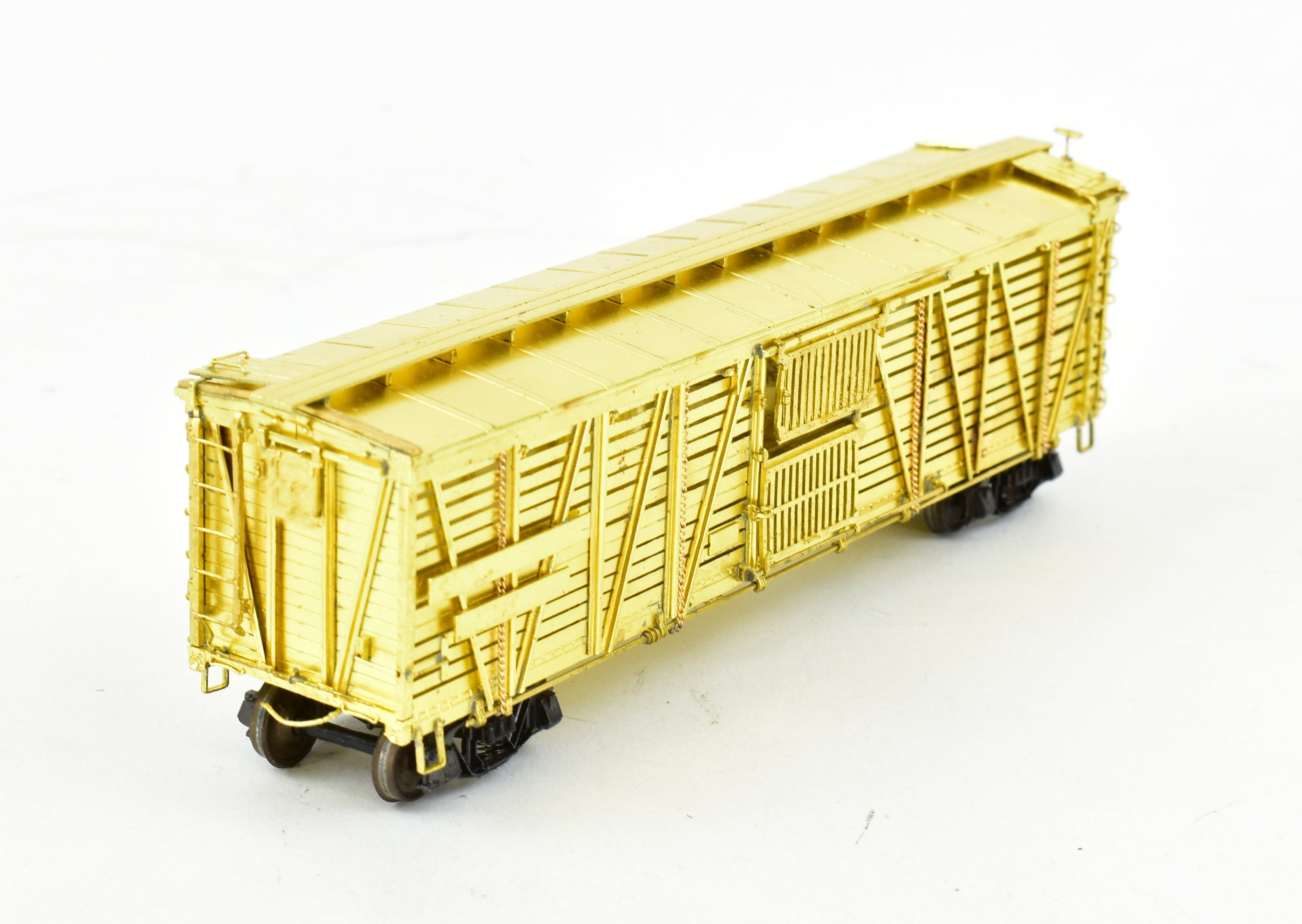 HO Scale Brass ATSF - Santa Fe Sk-Q Stock Car with Kadee Replacement Trucks