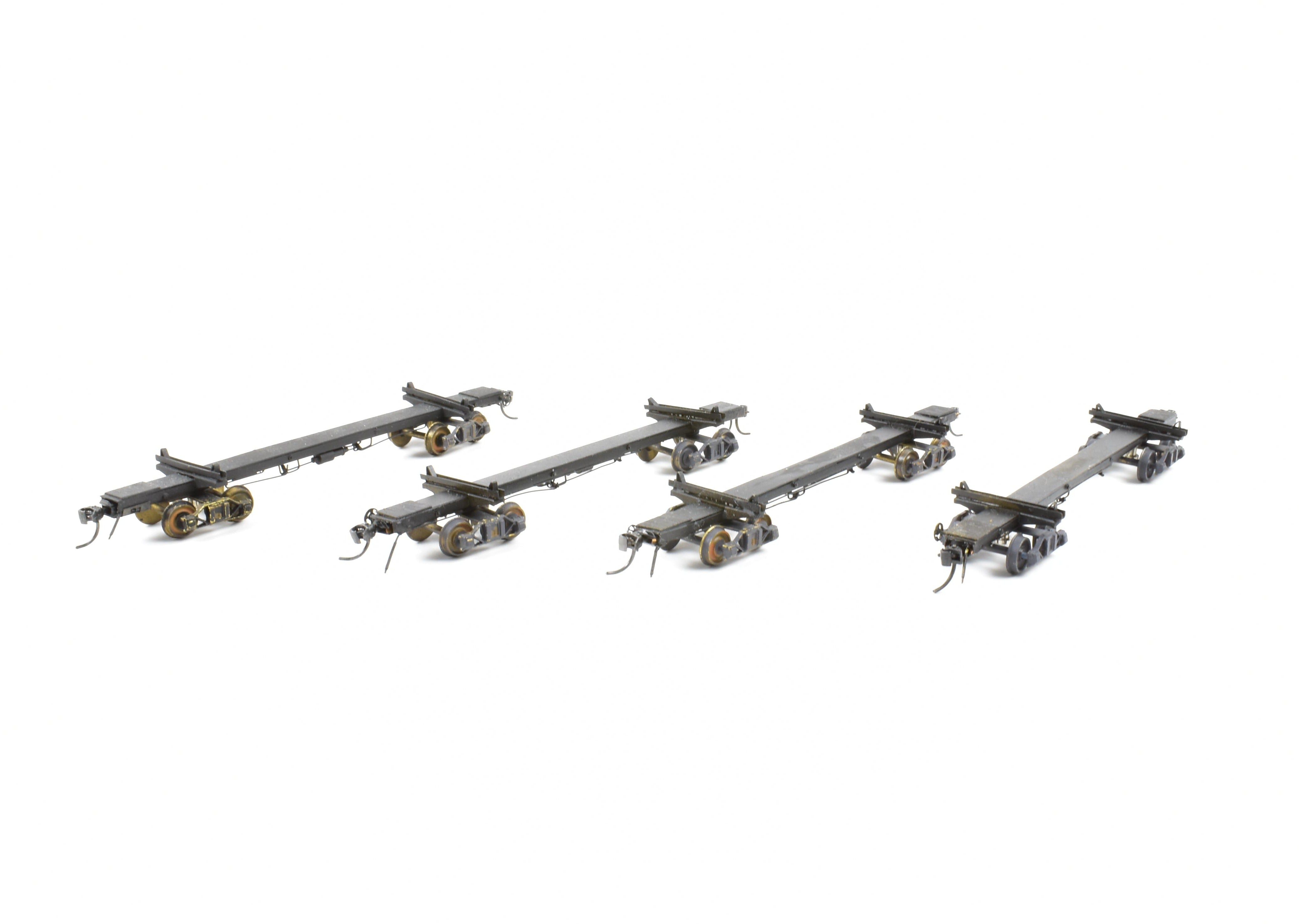 HO Brass NWSL 4-Pack 50' Skeleton Log Cars with Trucks and Loads, CP