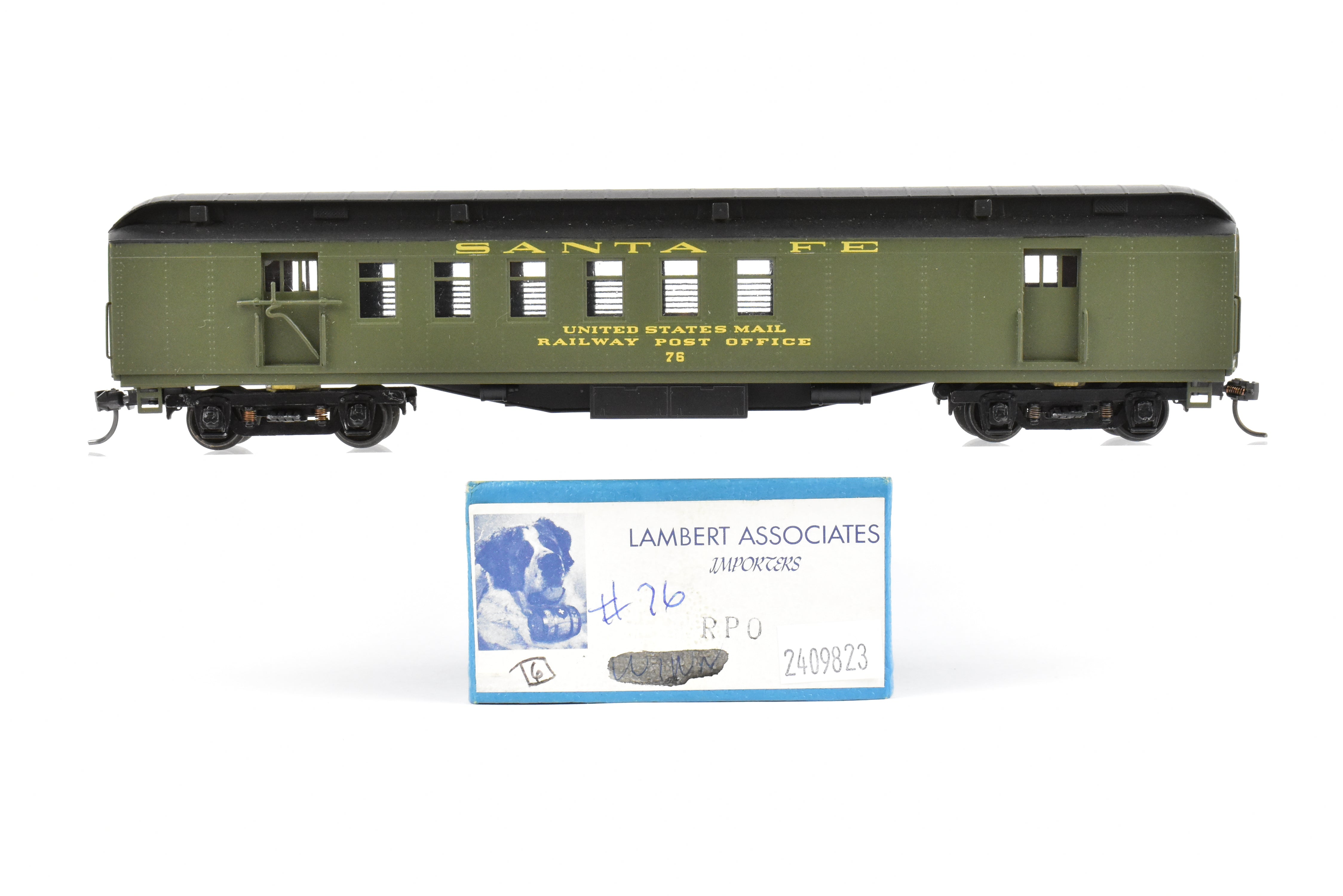 HO Scale Brass ATSF Santa Fe Heavyweight RPO Car with Custom Paint and Metal Wheels