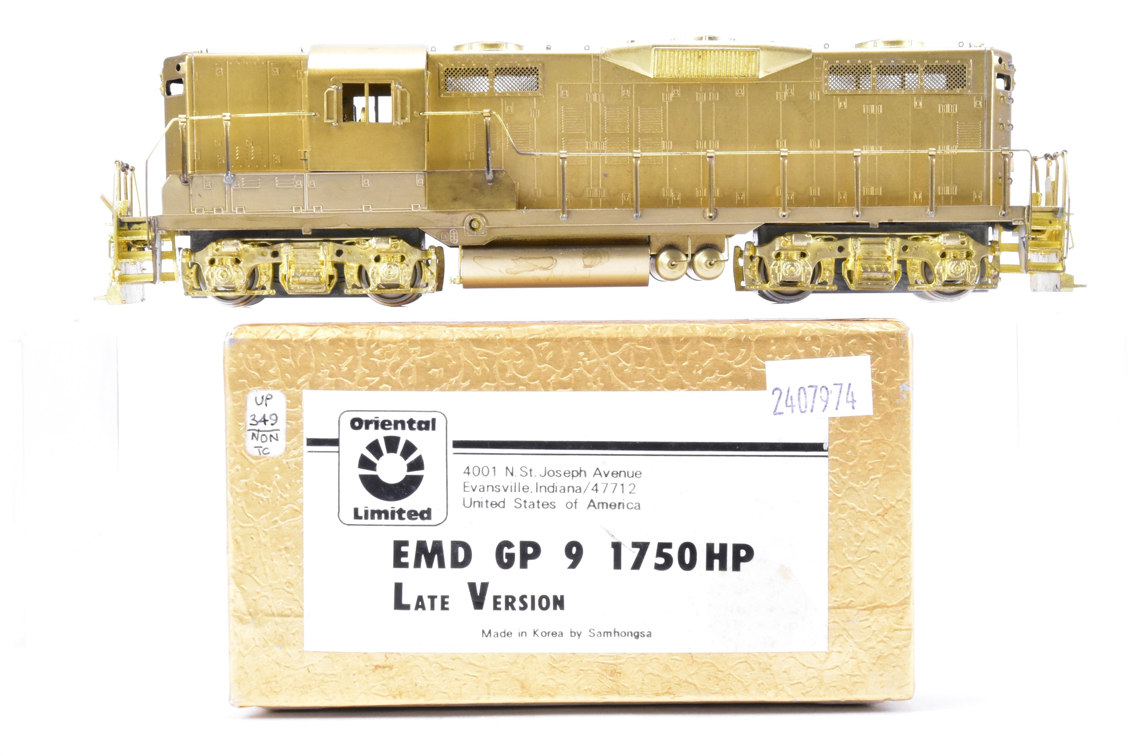 HO Brass Oriental Limited EMD GP9 1750 HP Late Version with 48 Fans & Dynamic Brakes