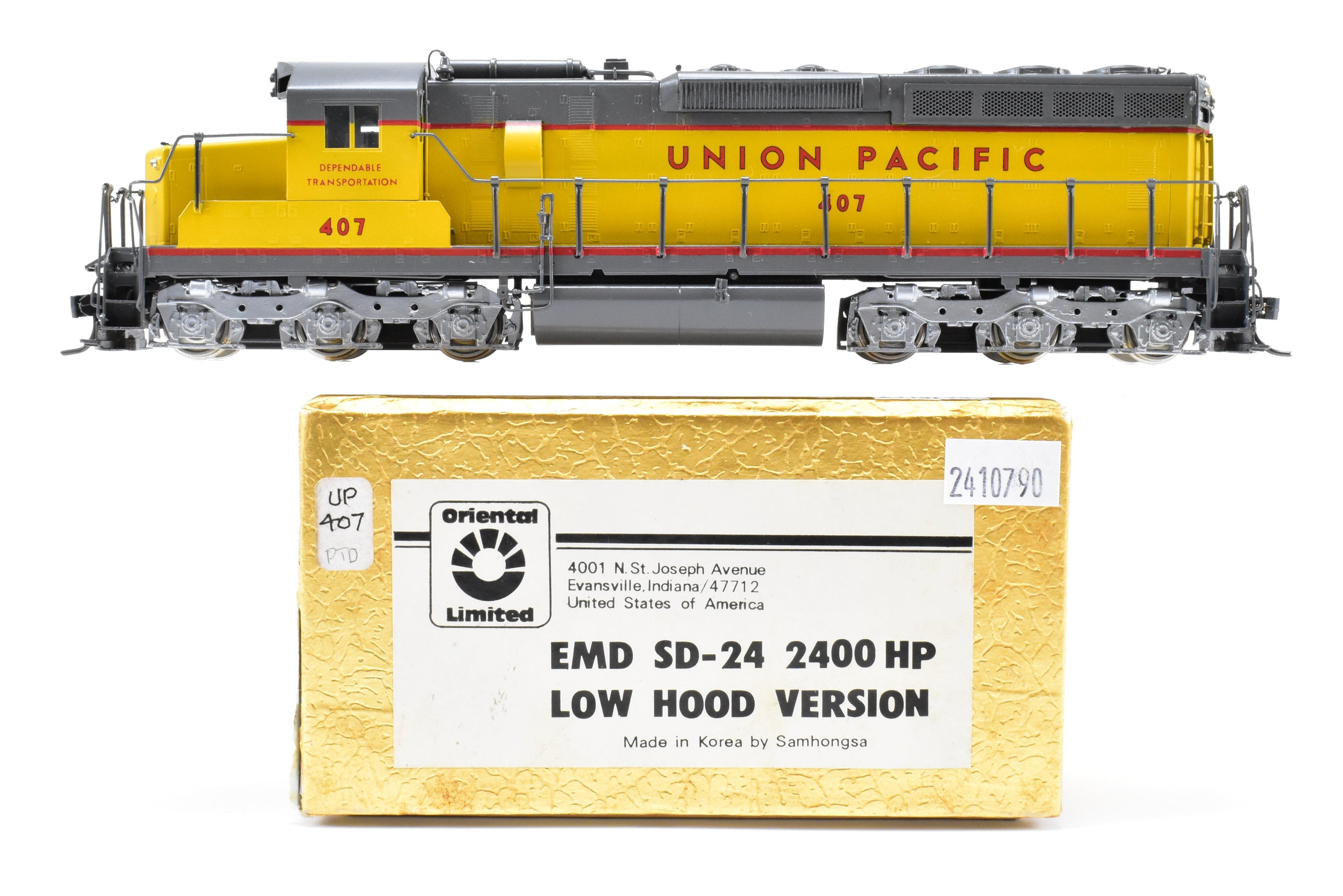 HO Brass Oriental Limited Union Pacific EMD SD24 2400 HP Custom Painted Low Hood #407