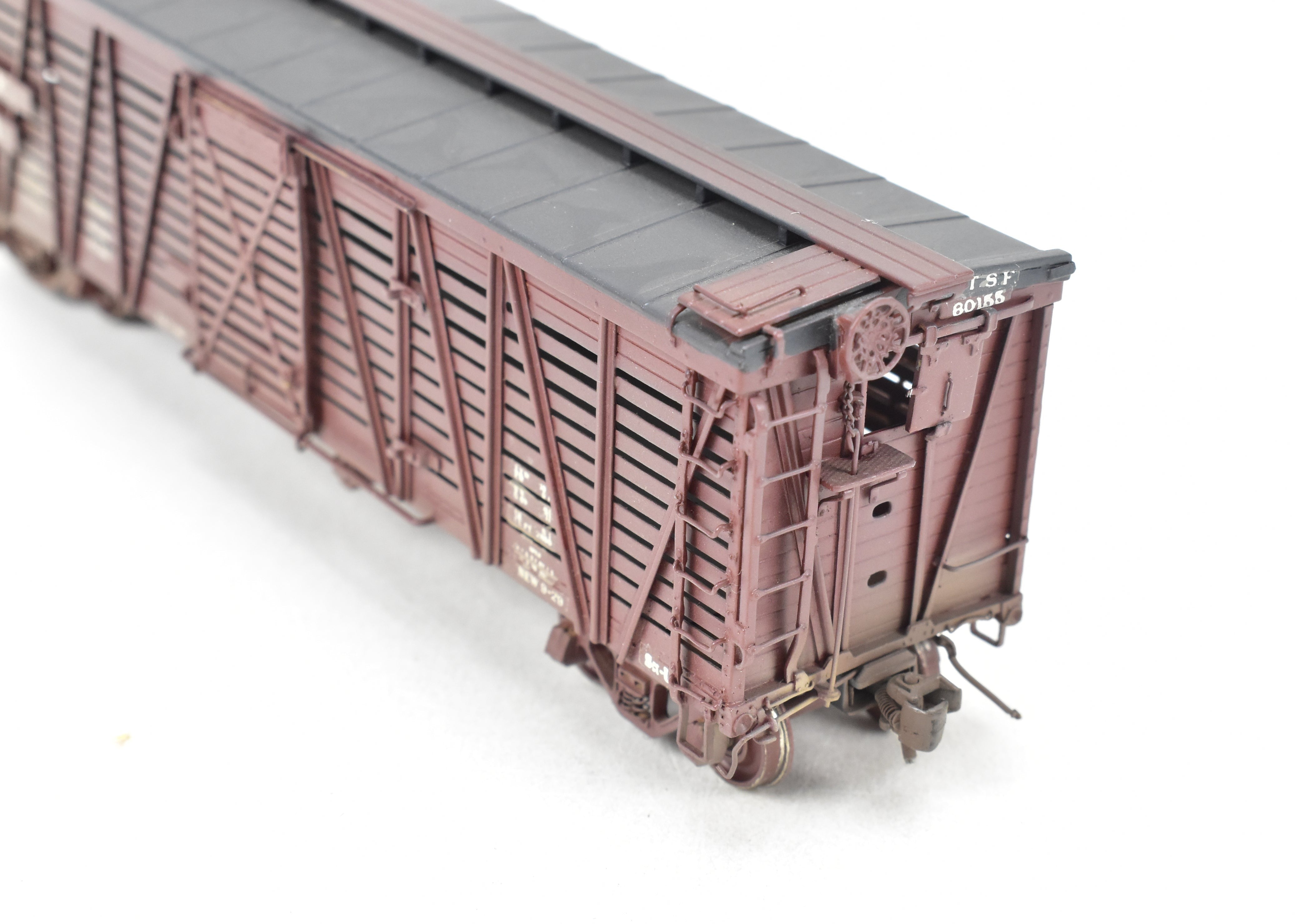 High - Quality HO Scale Brass Pecos River Brass ATSF - Santa Fe SK - U Stock Car Model with Custom - Painted and Weathered Reboxx Packaging