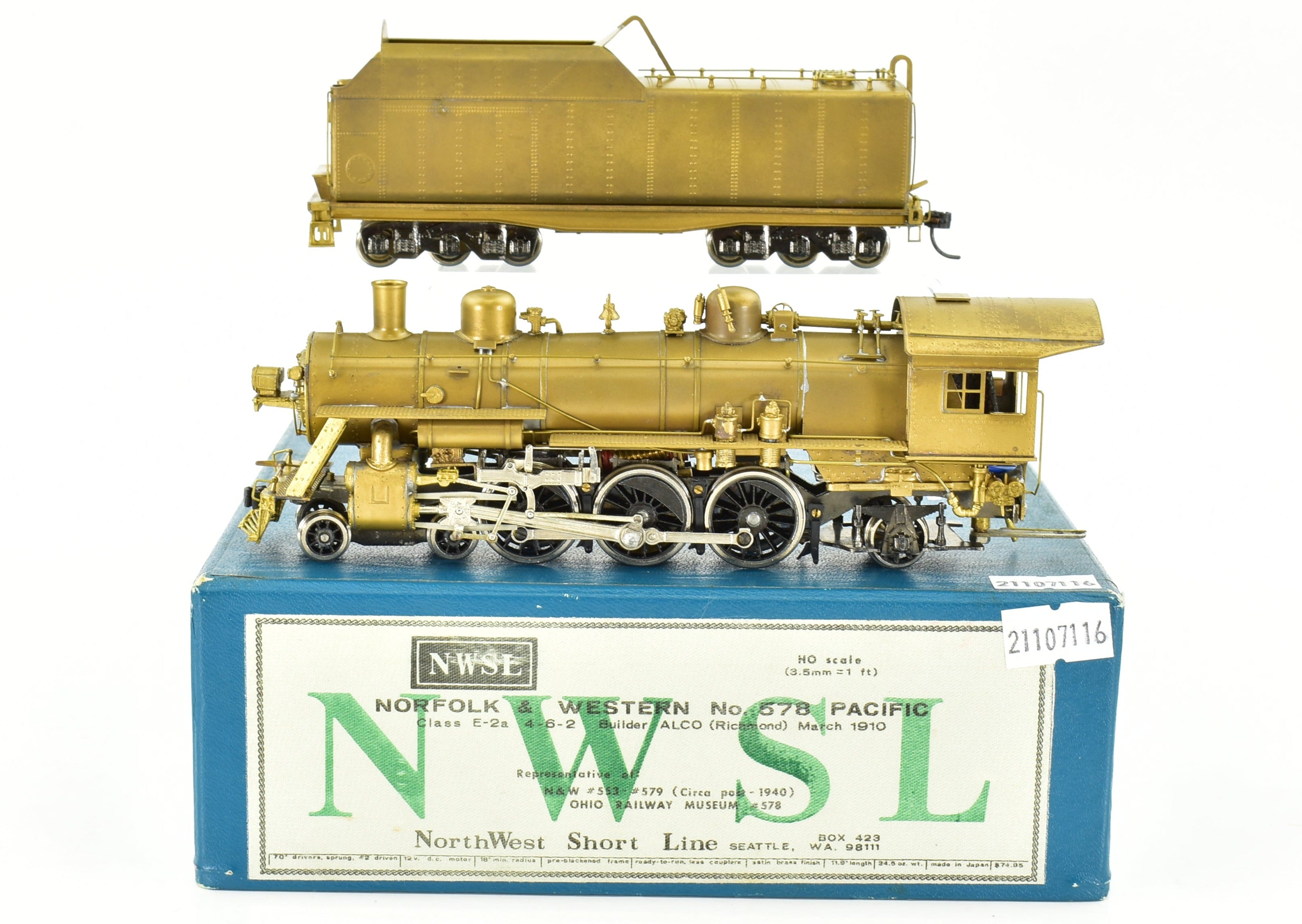 HO Scale Brass Northwest Short Line N&W Norfolk & Western E-2a 4-6-2 Locomotive #578