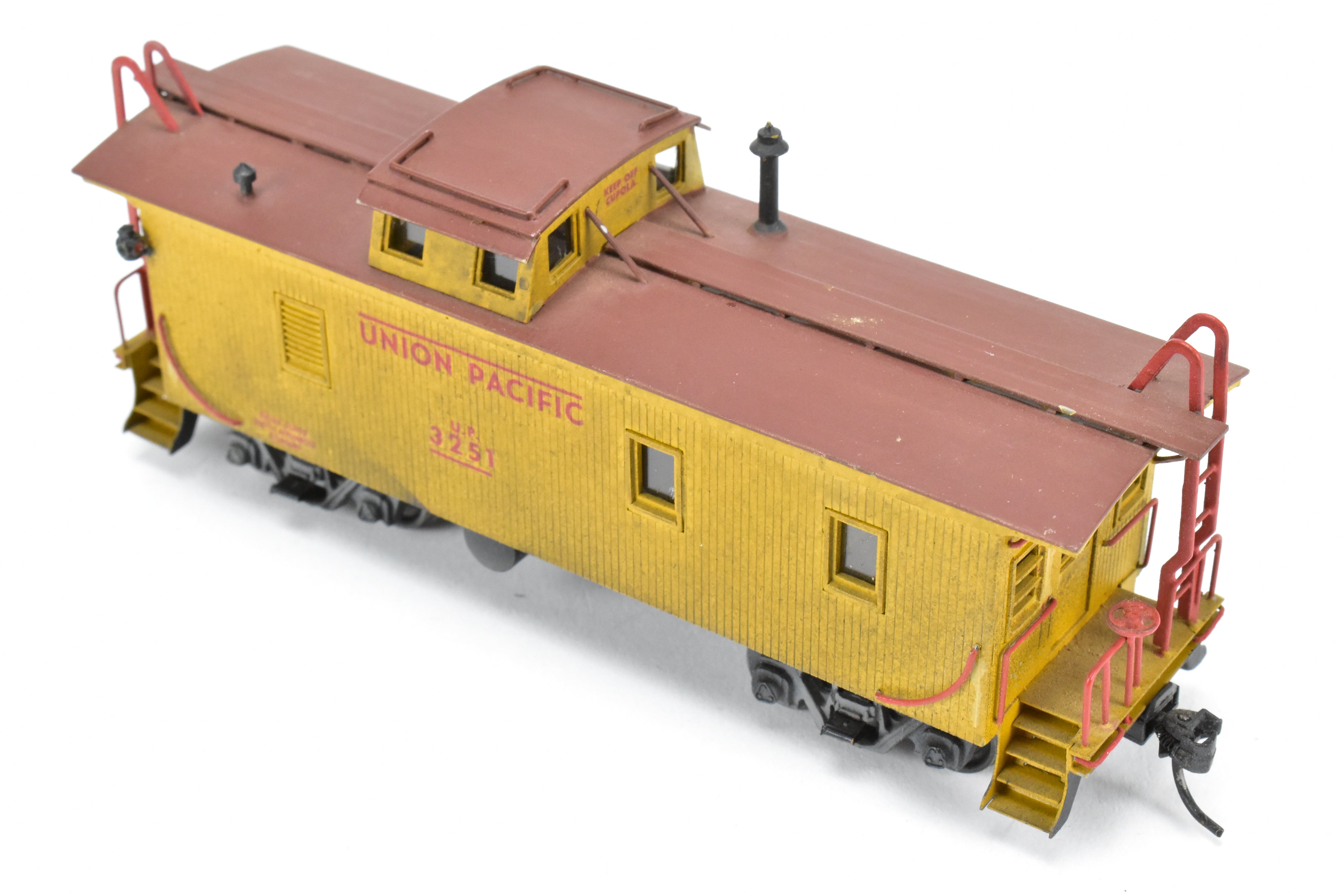 HO Scale Brass Lambert Union Pacific CA - 1 Caboose Model with Incorrect Trucks, Custom Painting and Weathered Appearance