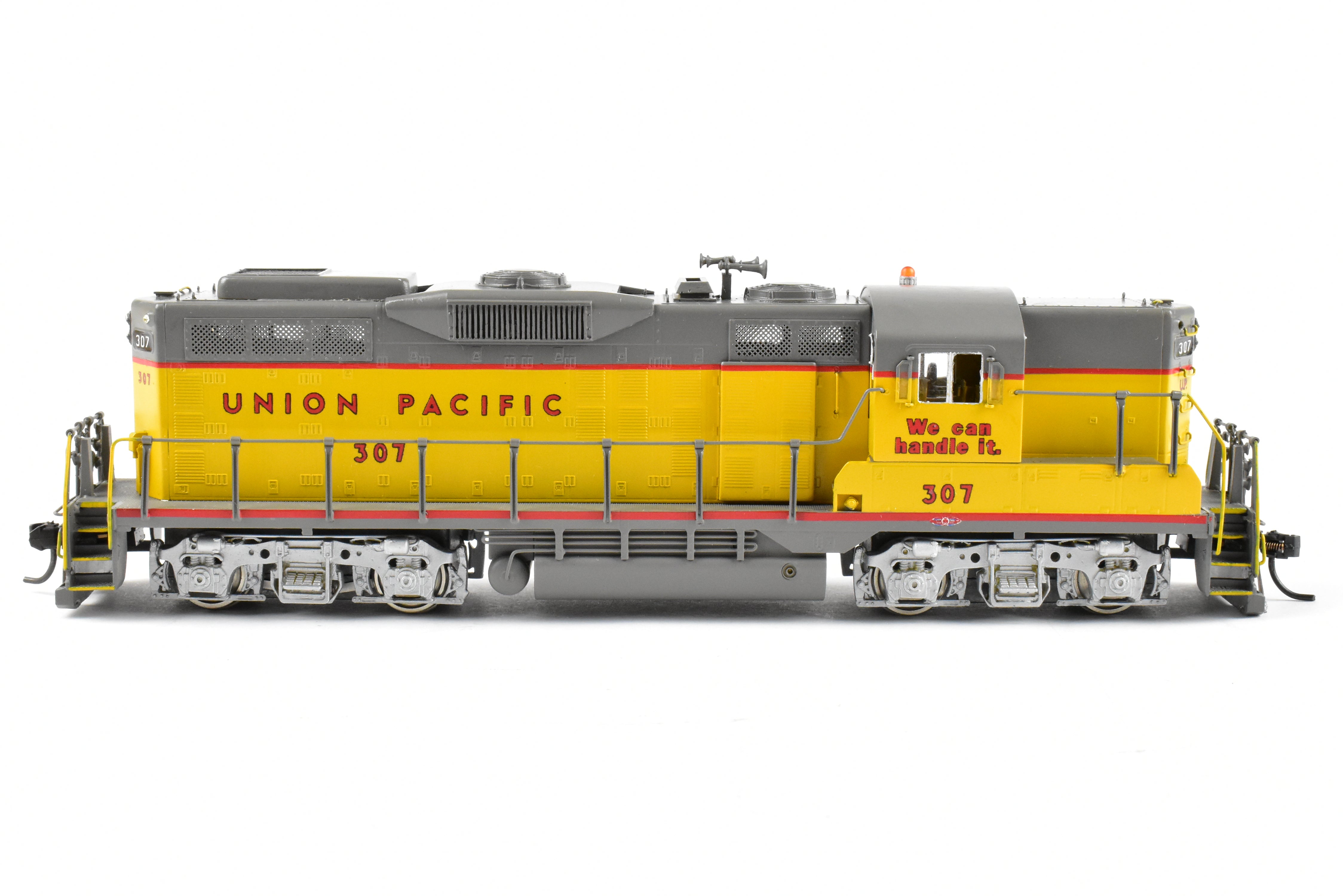 HO Scale Brass Model of Oriental Limited Union Pacific EMD GP9 Locomotive with 1750 HP MA Version, Unit Number 307