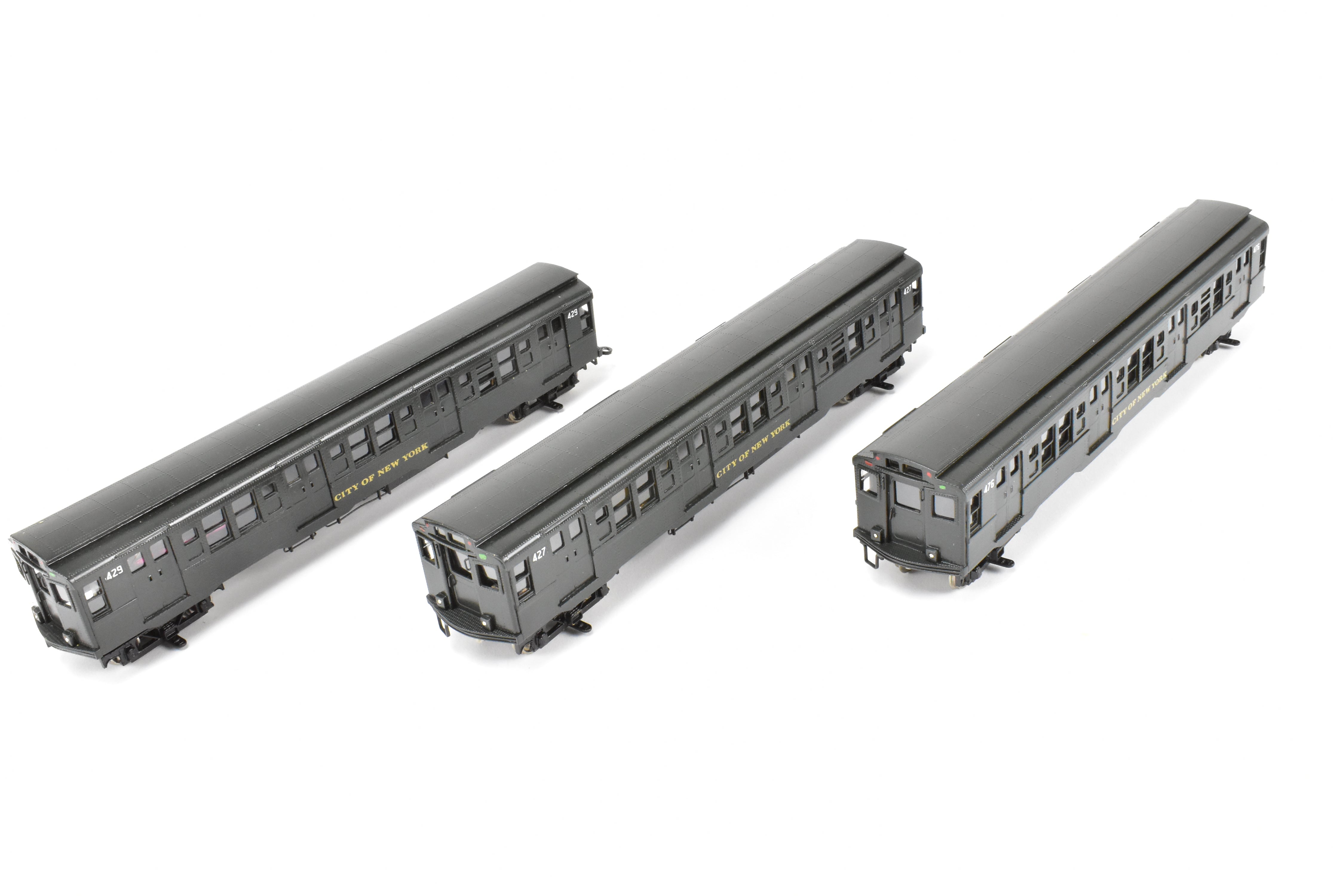 Custom Painted Set of Three HO Brass NJ Subway R-4 Cars, NY Independent System