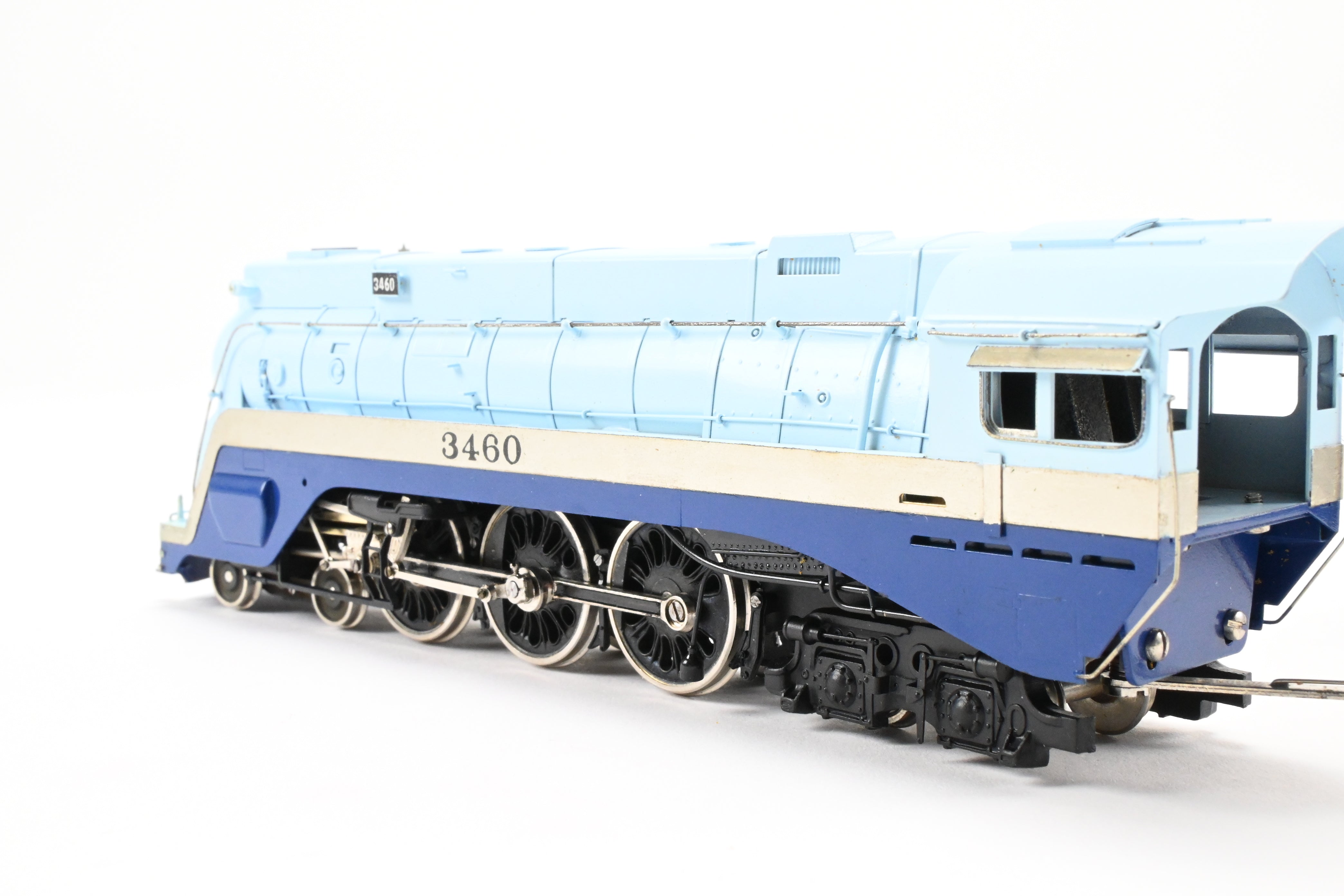 HO Scale Brass Model Train - Tenshodo ATSF Santa Fe 4-6-4 Steam Locomotive No. 3460 The Blue Goose Hudson - 1971 Run with Minor Foam Damage