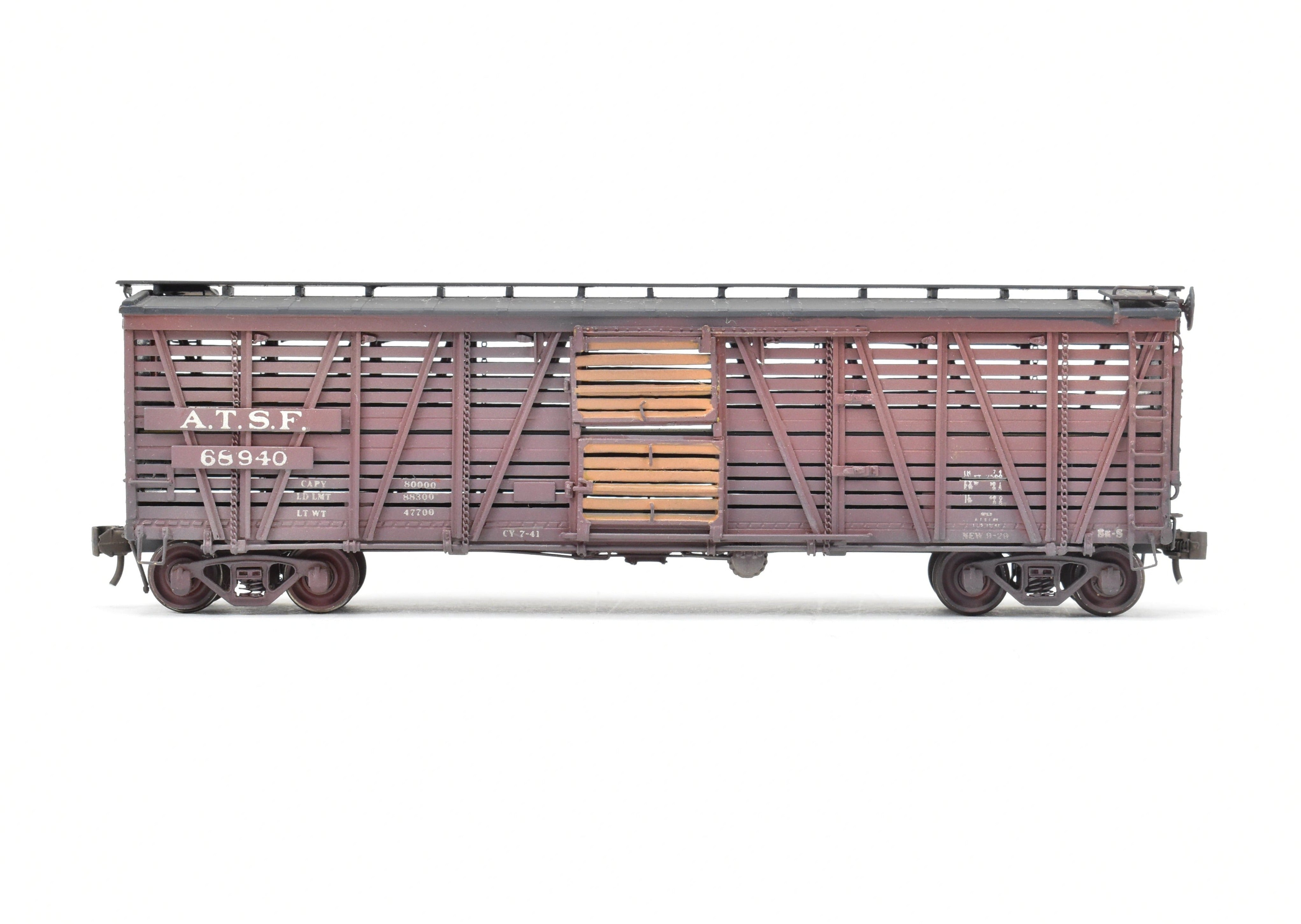 HO Scale Brass ATSF - Santa Fe SK - S Stock Car with Custom Weathering by Pecos River