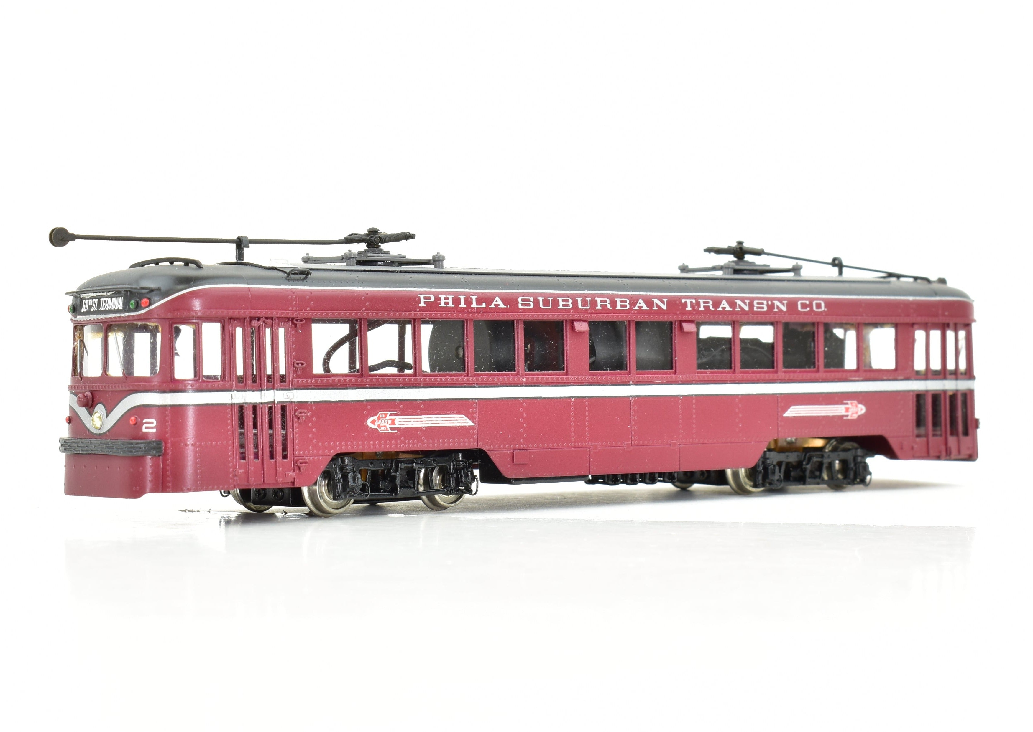 High - Quality HO Scale Brass MTS Imports Philadelphia Suburban Transportation Brilliner Interurban Model Train, Car Number CP #2