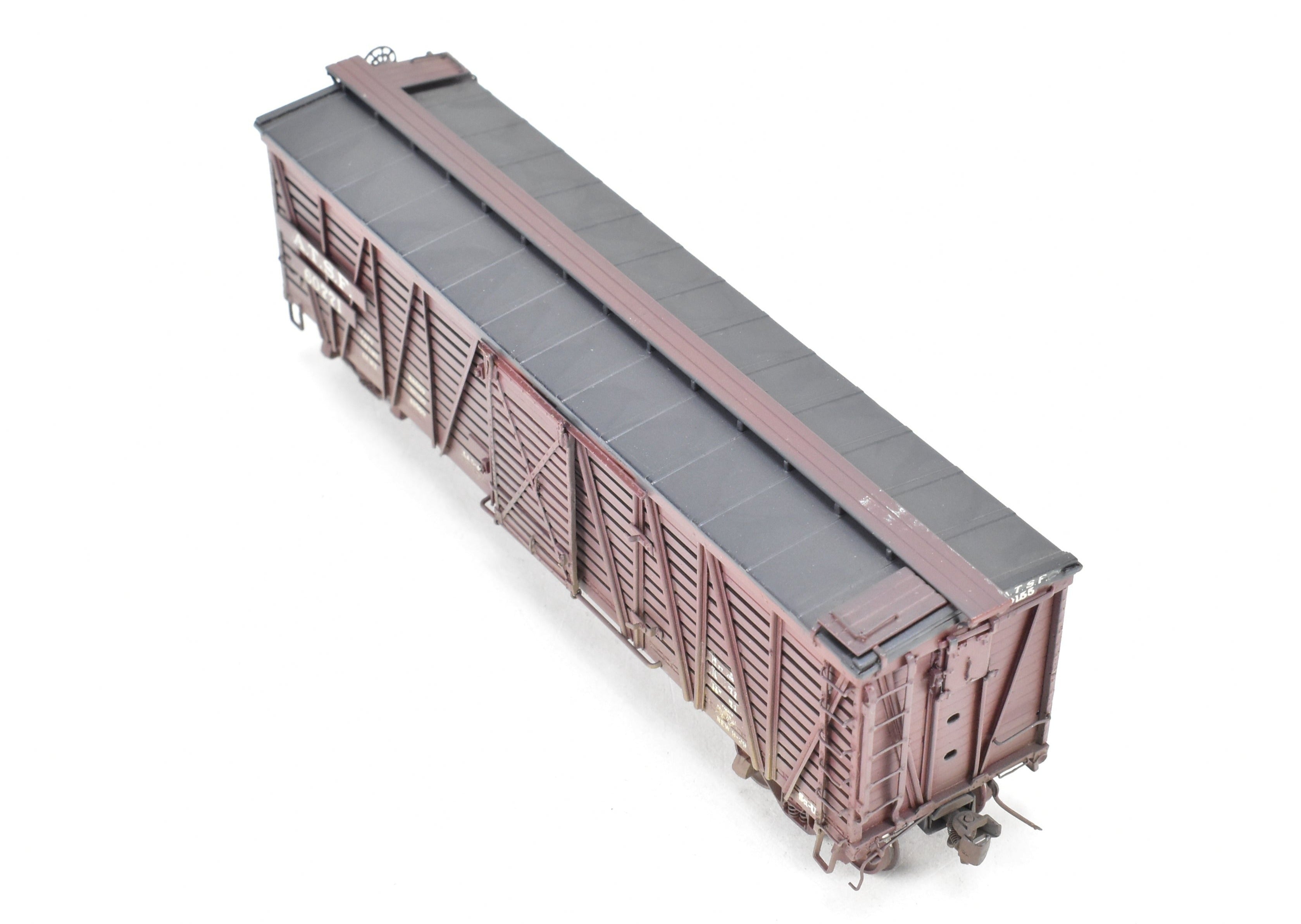 High - Quality HO Scale Brass Pecos River Brass ATSF - Santa Fe SK - U Stock Car Model with Custom - Painted and Weathered Reboxx Packaging