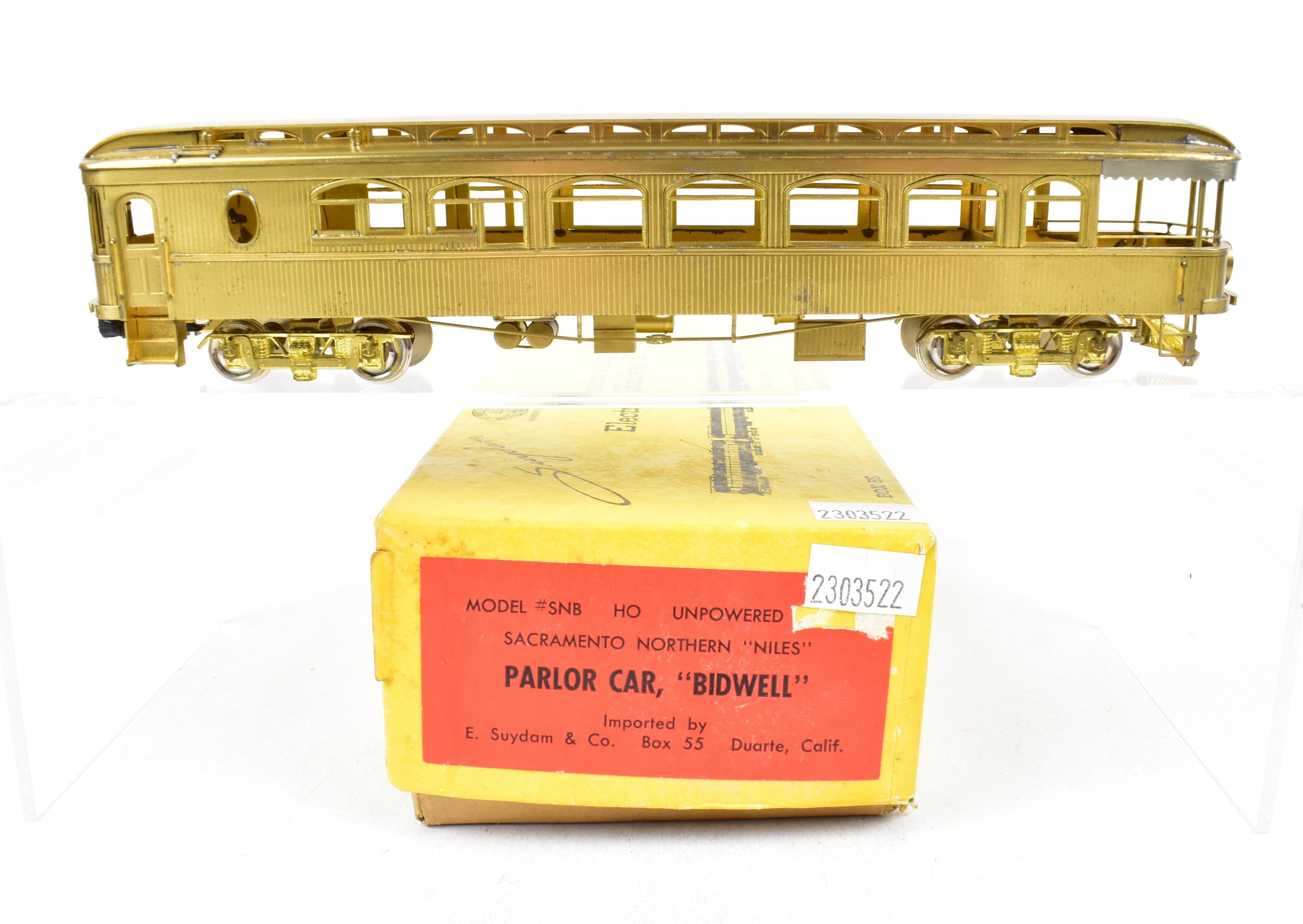 HO Scale Brass Suydam Sacramento Northern Niles Wood Interurban Parlor Car Model - Bidwell Version