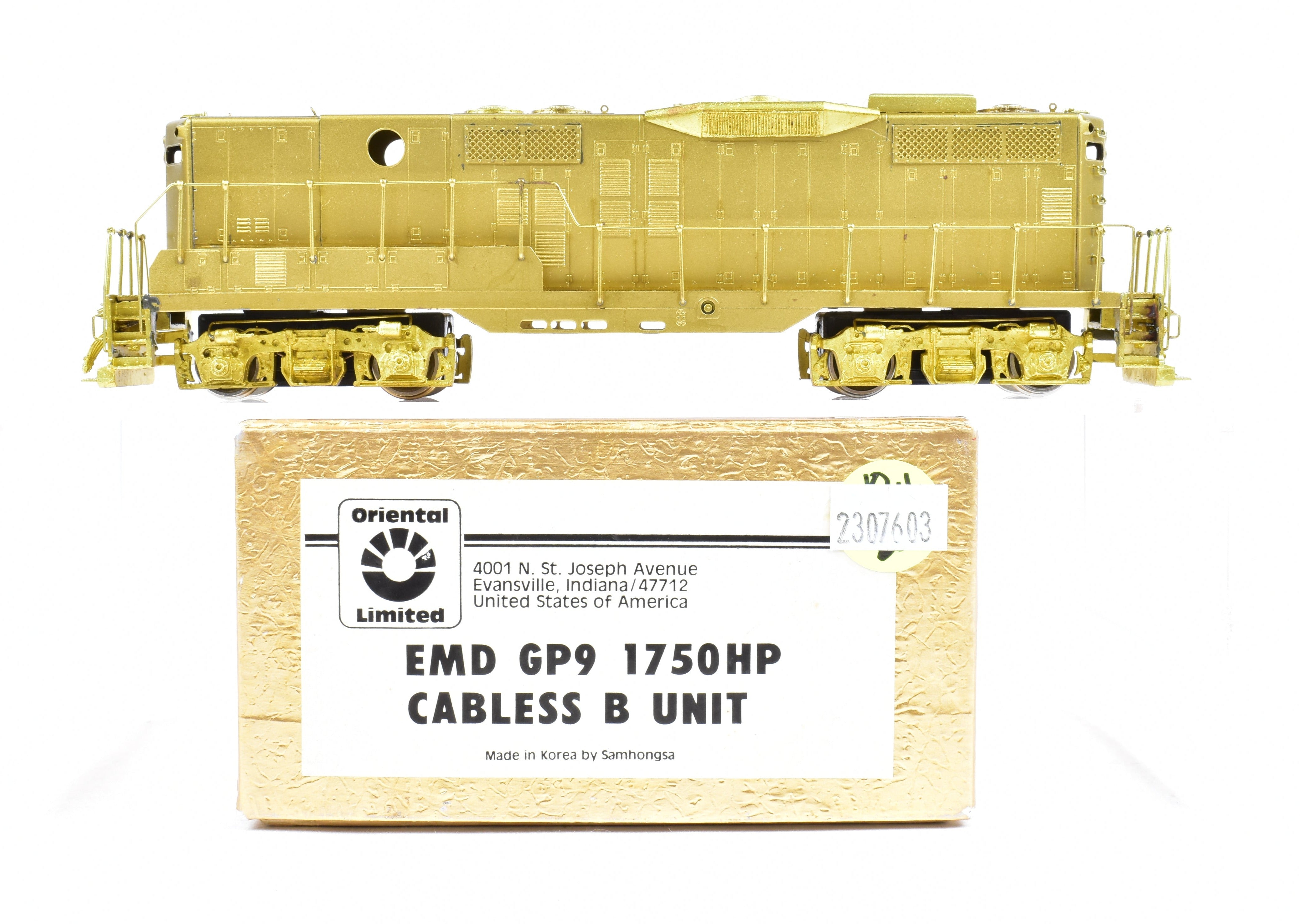 HO Scale Brass Union Pacific EMD GP9 1750 HP Cabless B-Unit by Oriental Limited