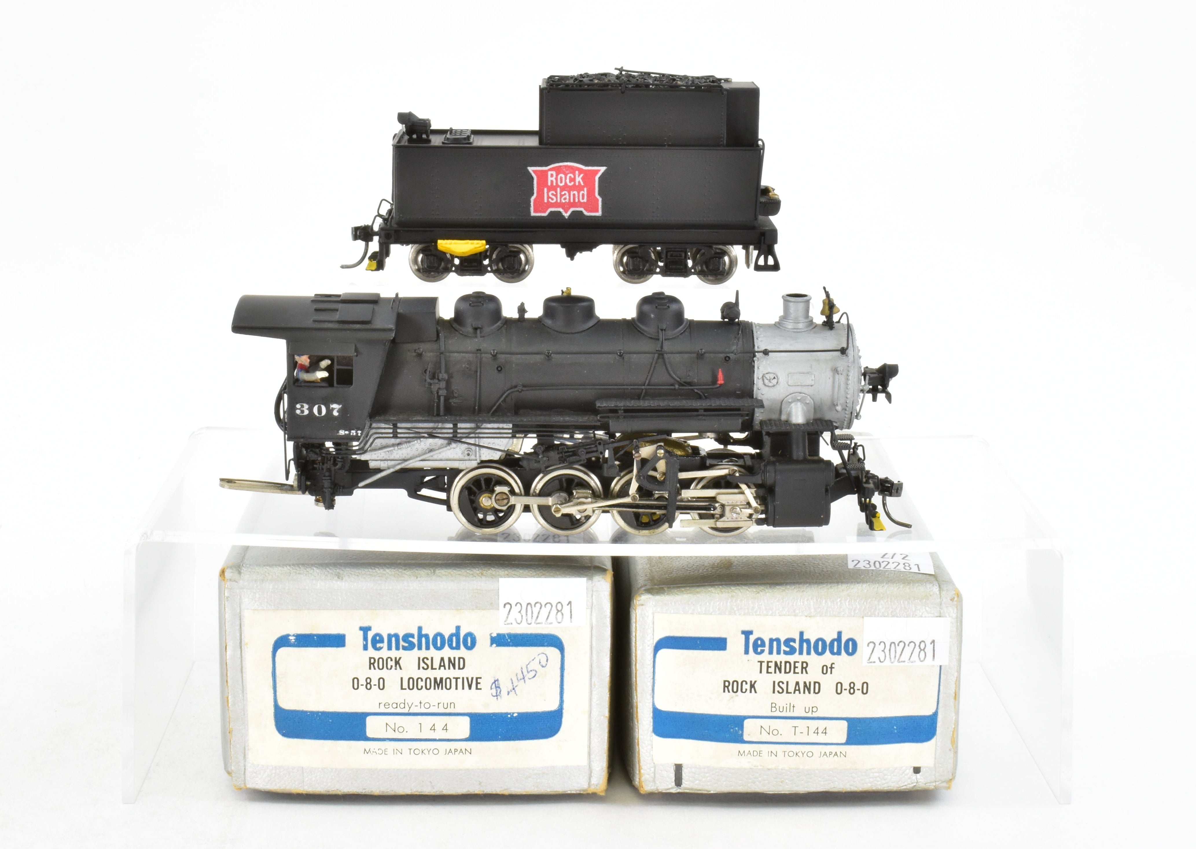 High - Quality HO Scale Brass PFM - Tenshodo CRI&P Rock Island 0 - 8 - 0 Switcher Locomotive Model, FP No. 307