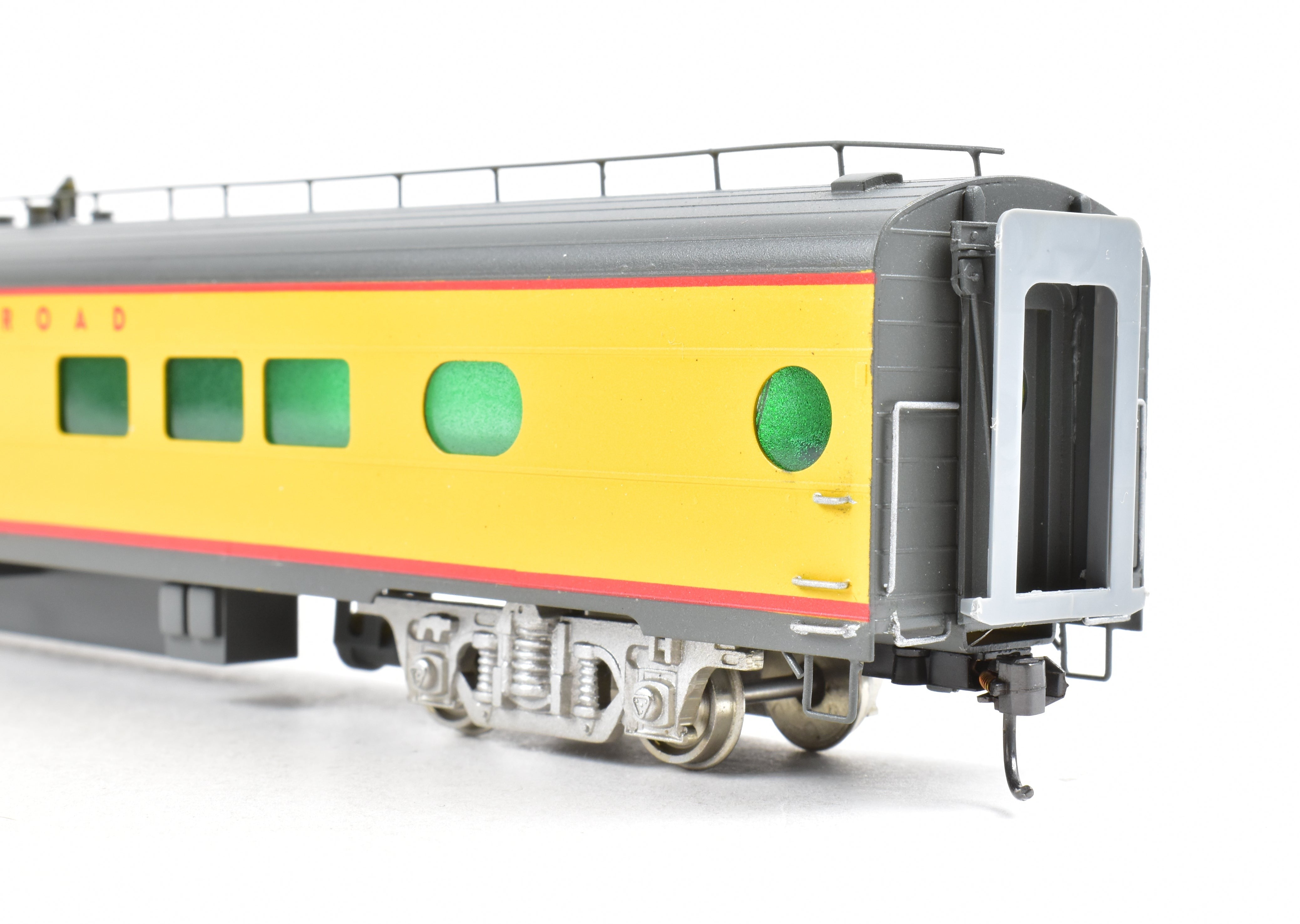 HO Scale Brass Soho Milwaukee Road #162 Tap - Lounge Model, Custom Painted in Union Pacific (UP) Streamliner Colors, Representing 1955 Milwaukee Passenger Style