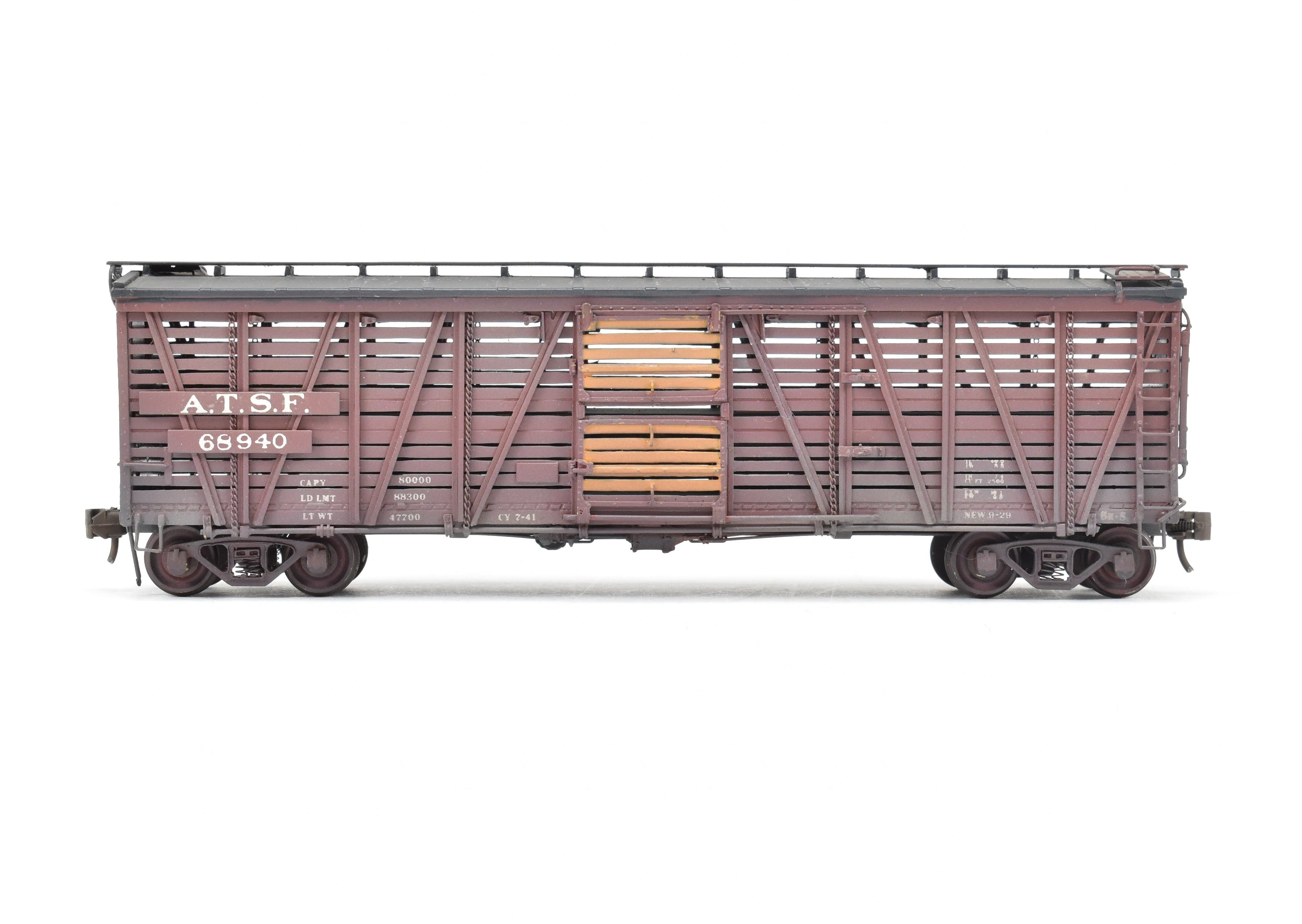 HO Scale Brass ATSF - Santa Fe SK - S Stock Car with Custom Weathering by Pecos River