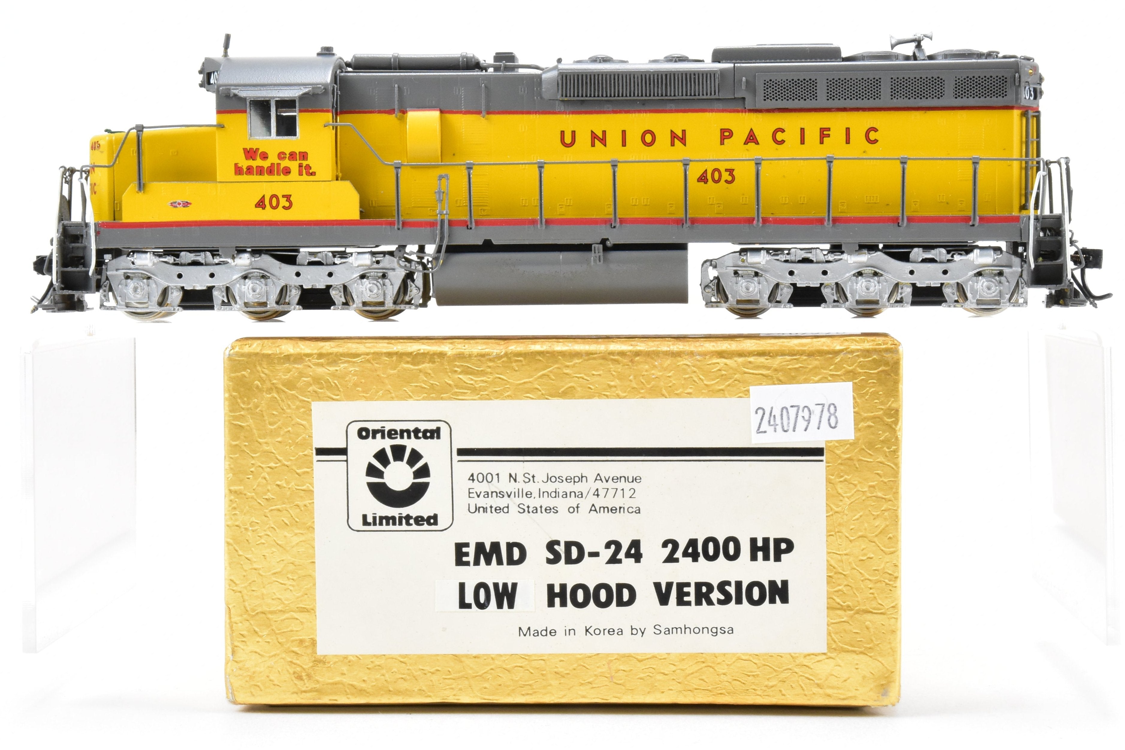 Custom Painted HO Brass Union Pacific EMD SD24 2400 HP Low Hood No. 403