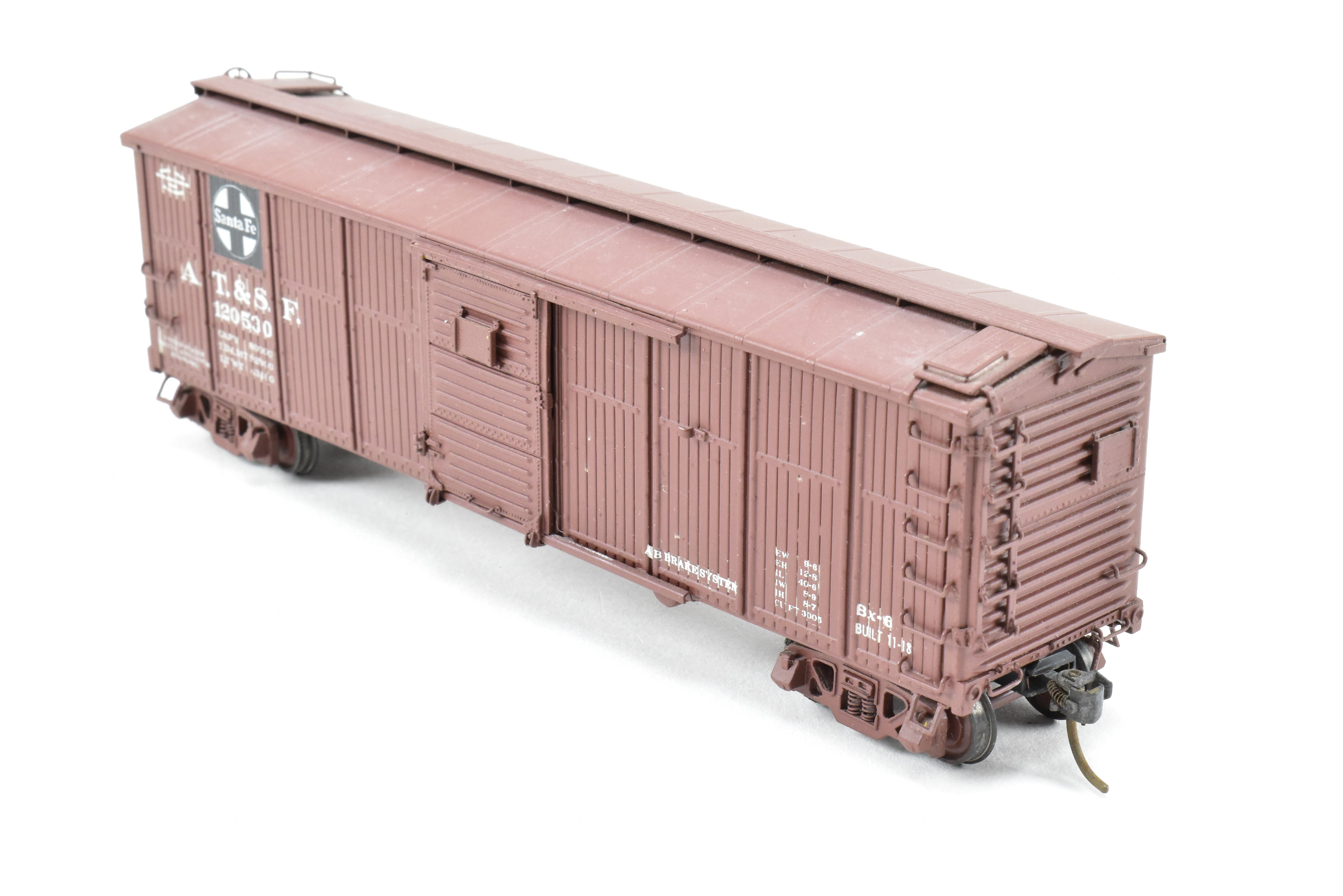 HO Scale Brass Model of Pecos River Brass ATSF - Santa Fe Bx - 6 Boxcar Featuring Ajax Brake Wheel and AB Brake System, Car Numbered CP #120530