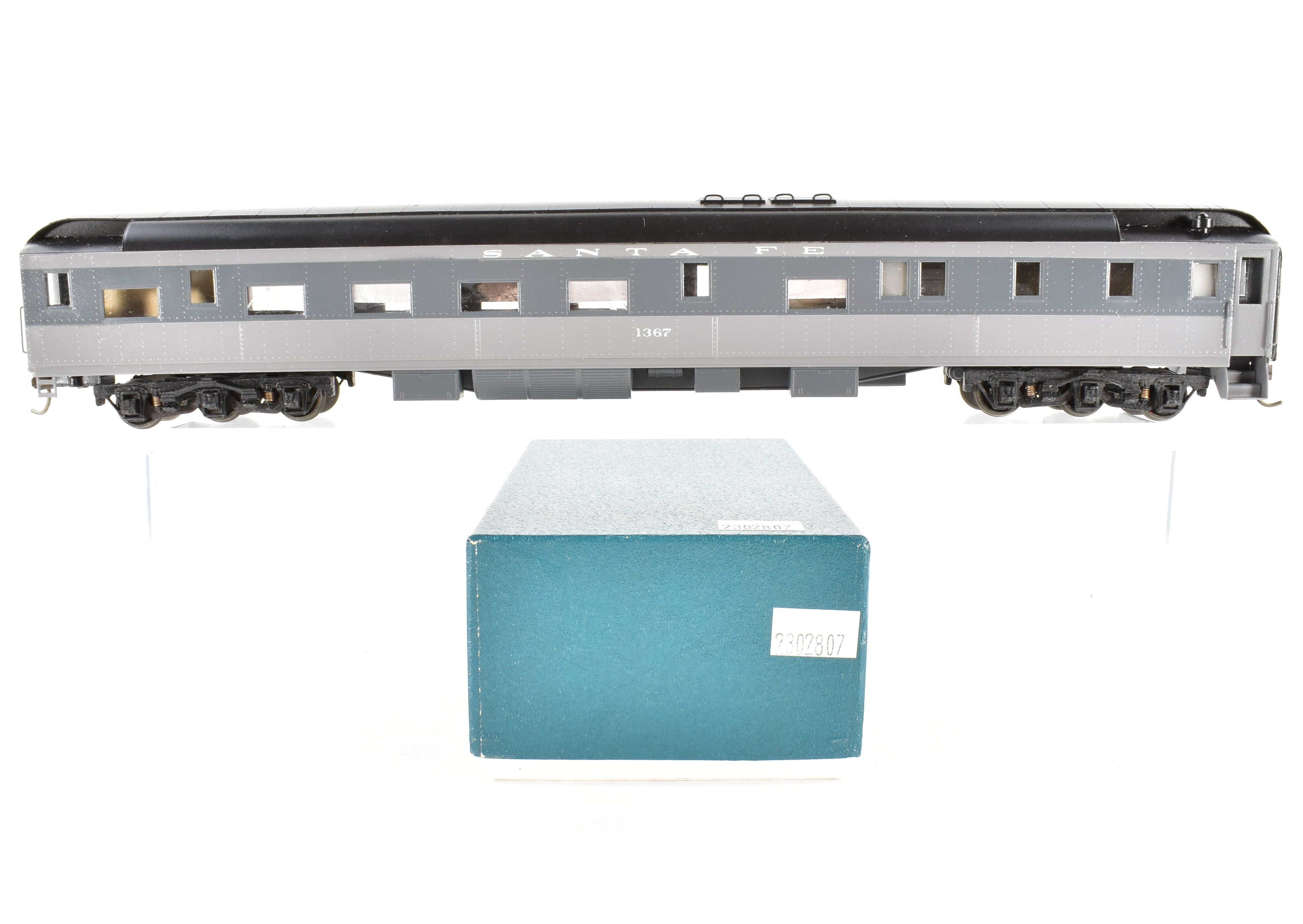 HO Scale Brass Lambert ATSF - Santa Fe Heavyweight Lounge Car CP No. 1367 TTG with Replacement Box and Central Valley Trucks for Model Railroads