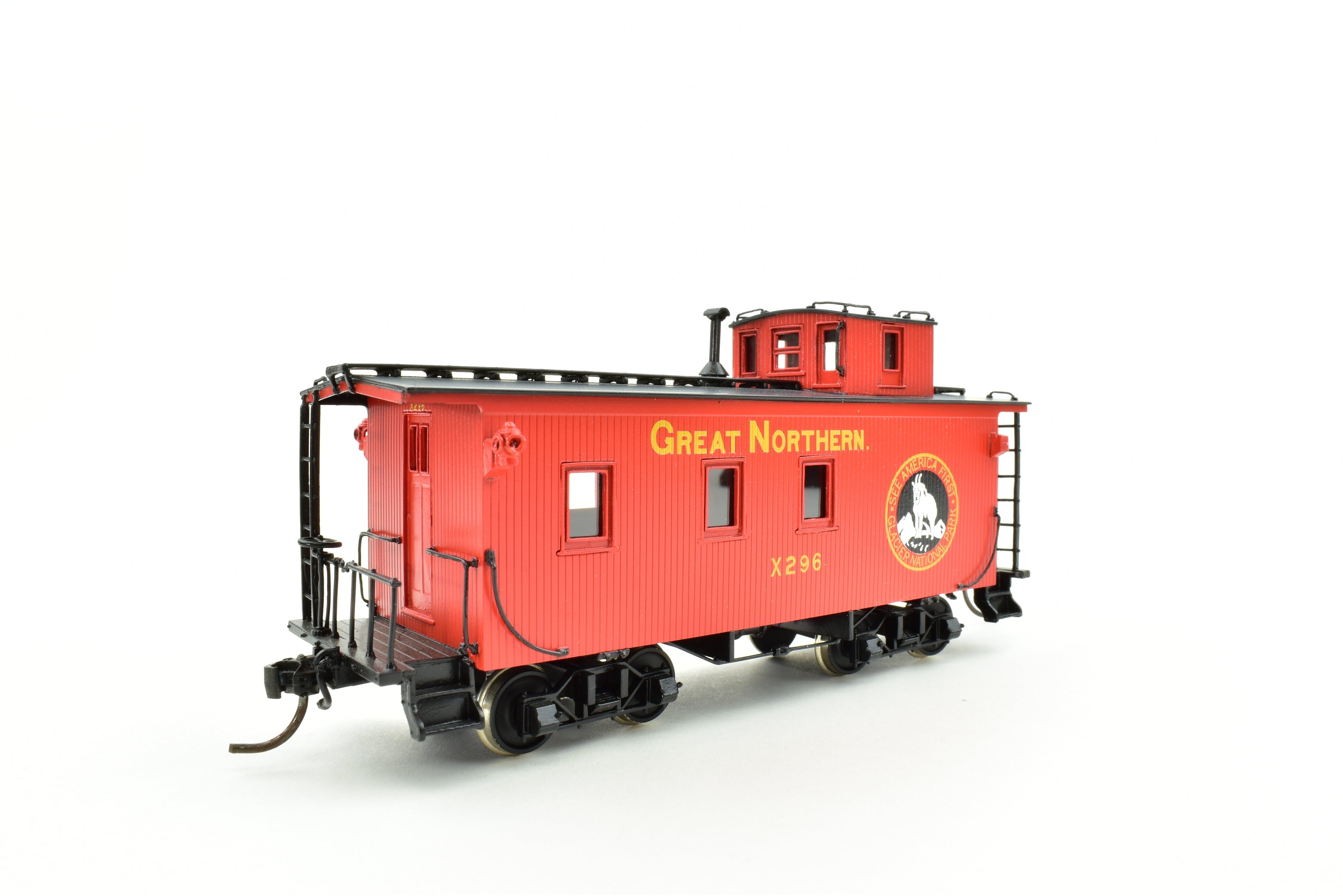 HO Scale Brass Model Train NBL - North Bank Line GN - Great Northern 25 - Foot Truss Rod Caboose FP Number X296