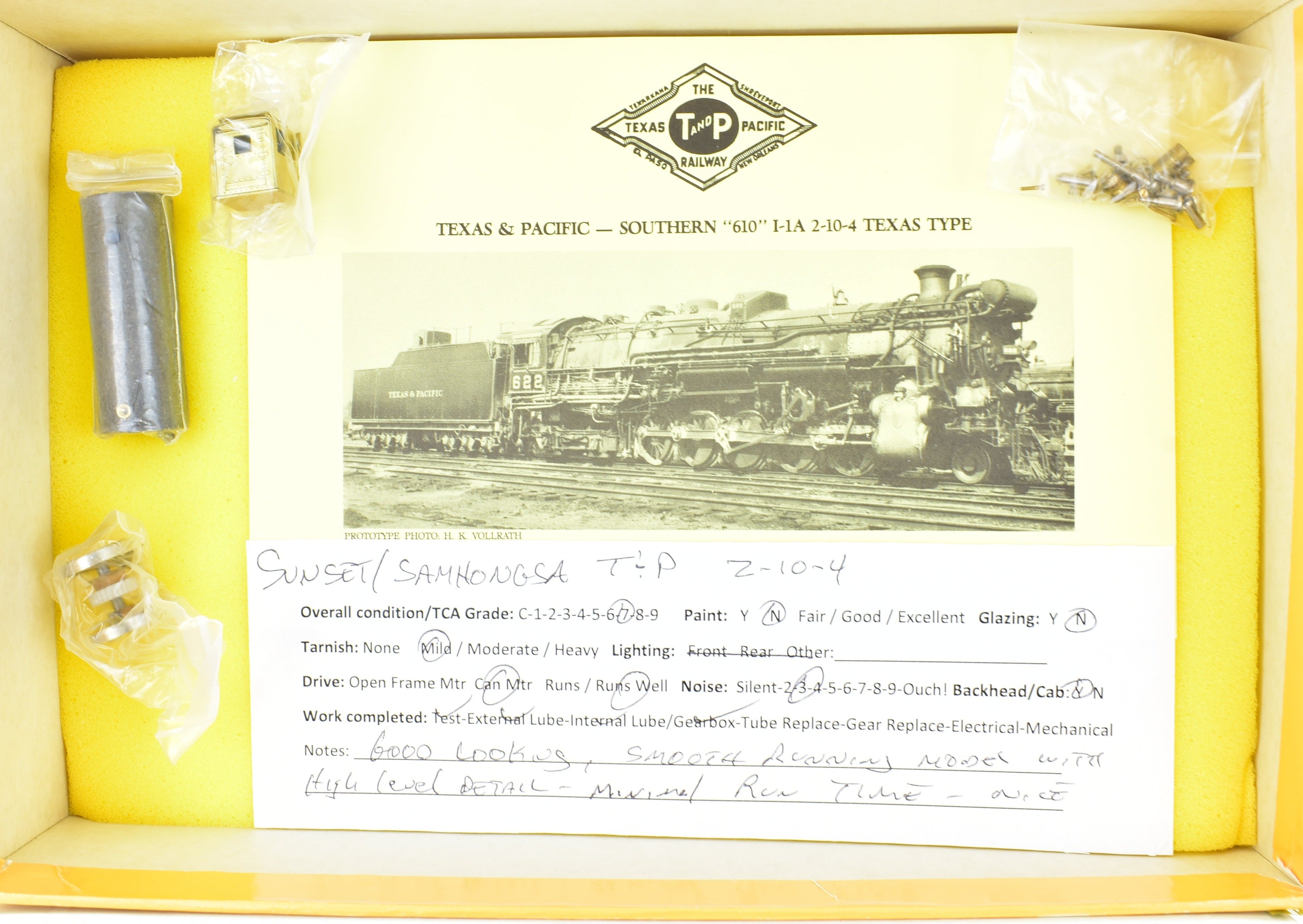 HO Scale Brass Texas & Pacific I-1A 2-10-4 #610 Sunset Model