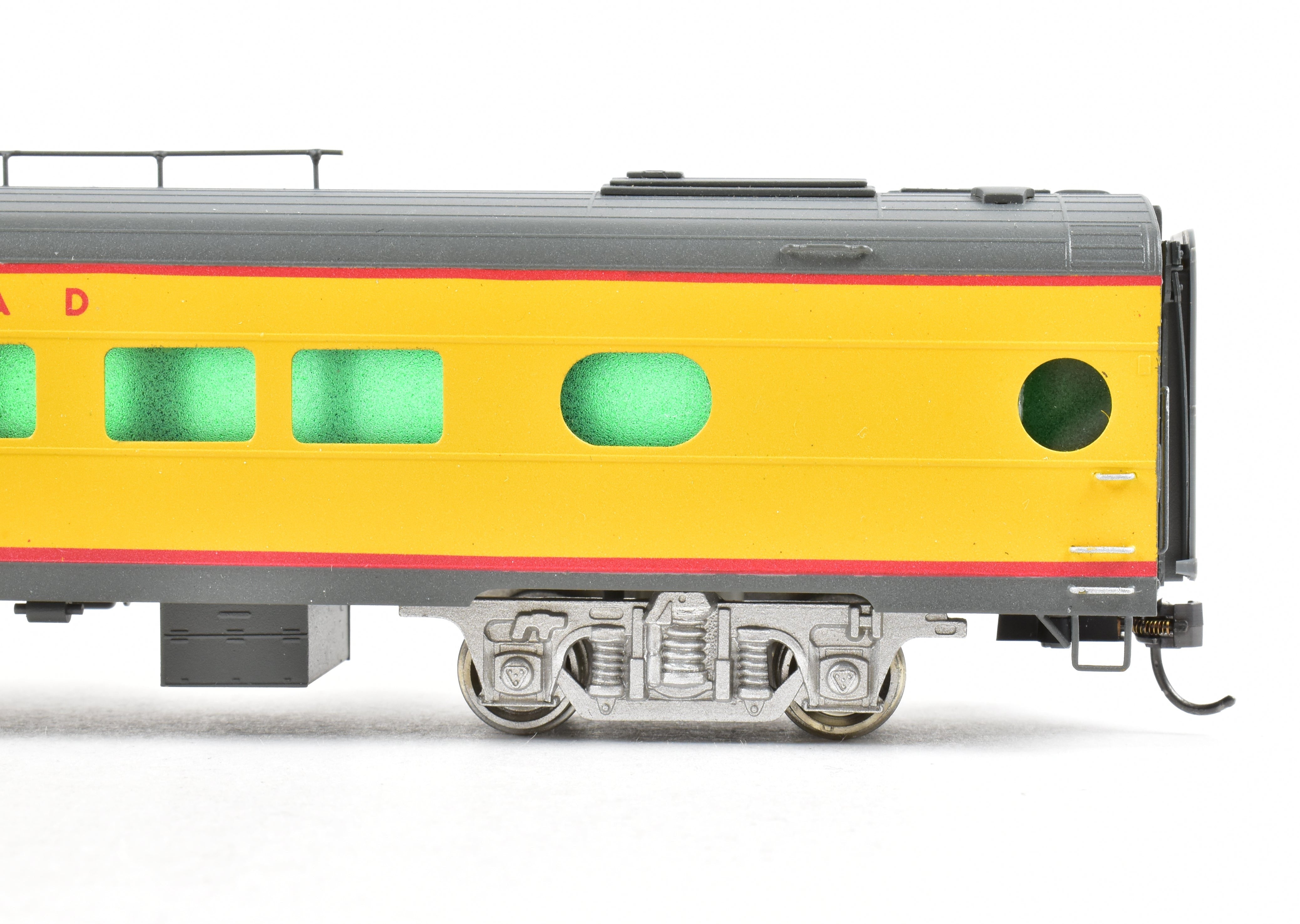 HO Scale Brass Soho Milwaukee Road #162 Tap - Lounge Model, Custom Painted in Union Pacific (UP) Streamliner Colors, Representing 1955 Milwaukee Passenger Style