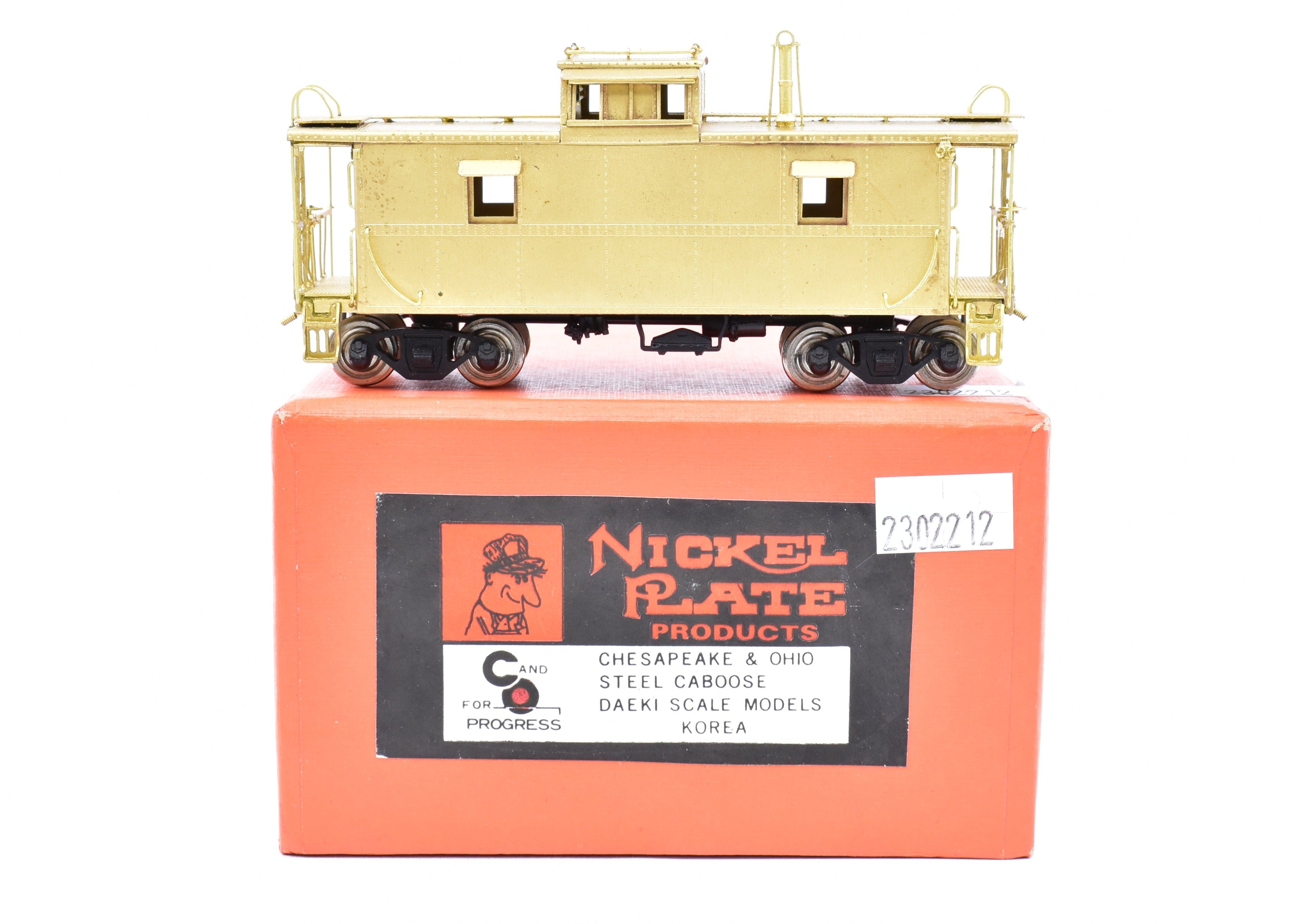 High - Quality HO Scale Brass Nickel - Plated Chesapeake & Ohio Steel Caboose Model by NPP - Nickel Plate Products