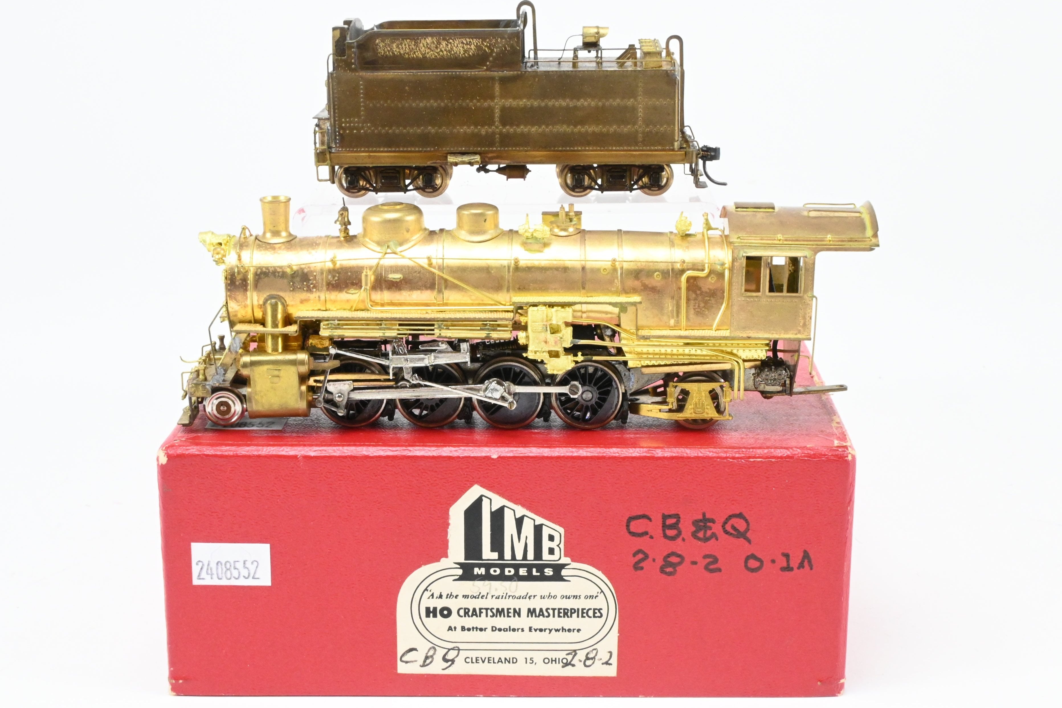 HO Scale Brass LMB Models CB&Q - Burlington Route 2-8-2 O-1A Mikado Steam Locomotive with Custom Tender Crafted by Joe G Collias