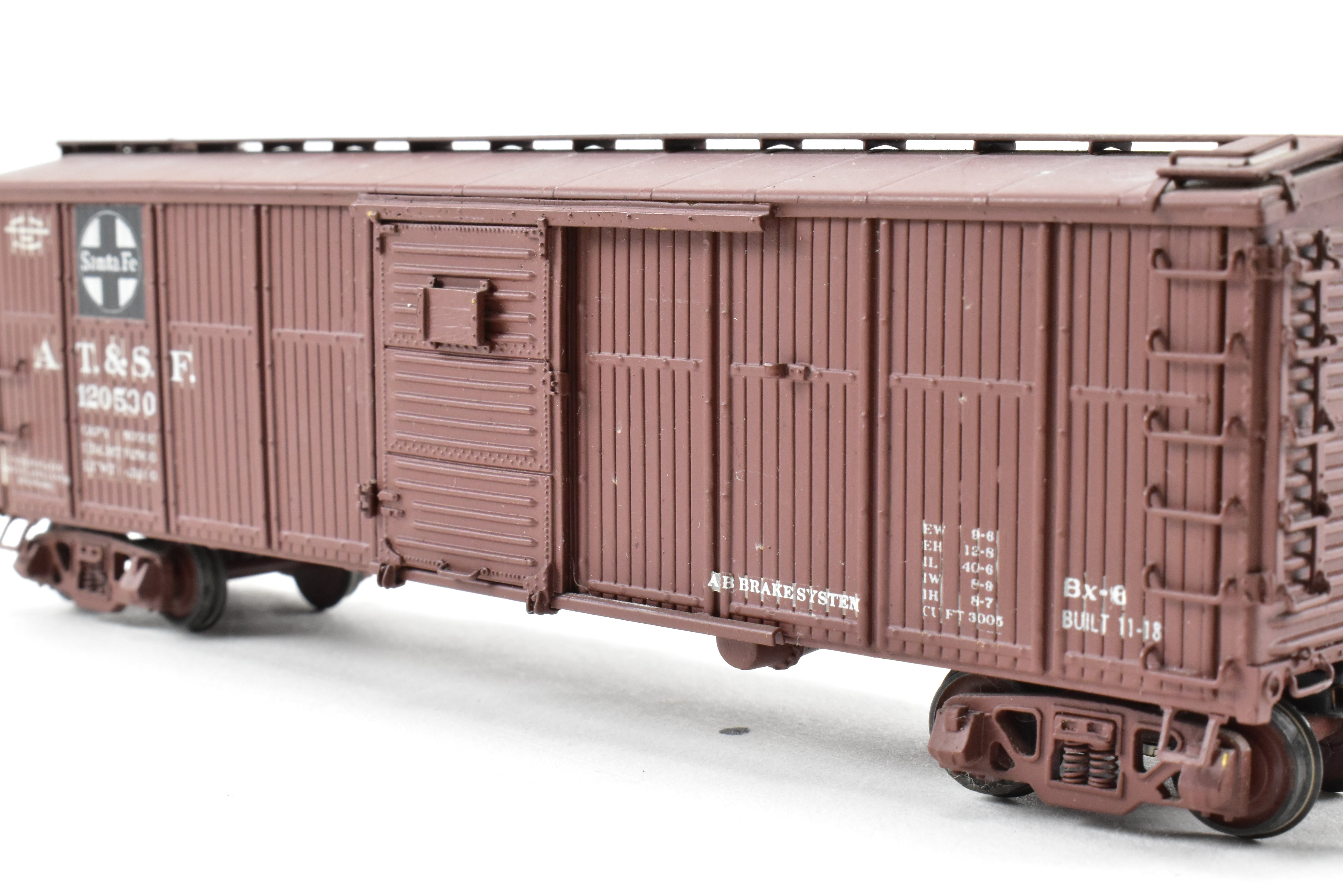 HO Scale Brass Model of Pecos River Brass ATSF - Santa Fe Bx - 6 Boxcar Featuring Ajax Brake Wheel and AB Brake System, Car Numbered CP #120530
