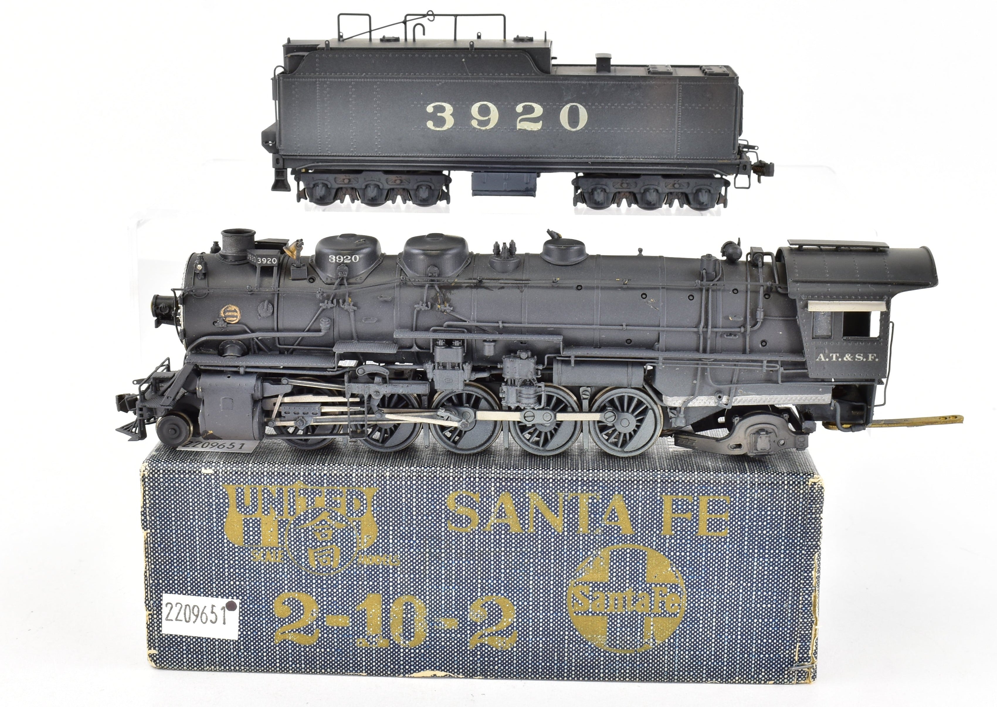 HO Scale Brass PFM ATSF Santa Fe 2-10-2 3800 Class Custom Painted Locomotive No. 3920