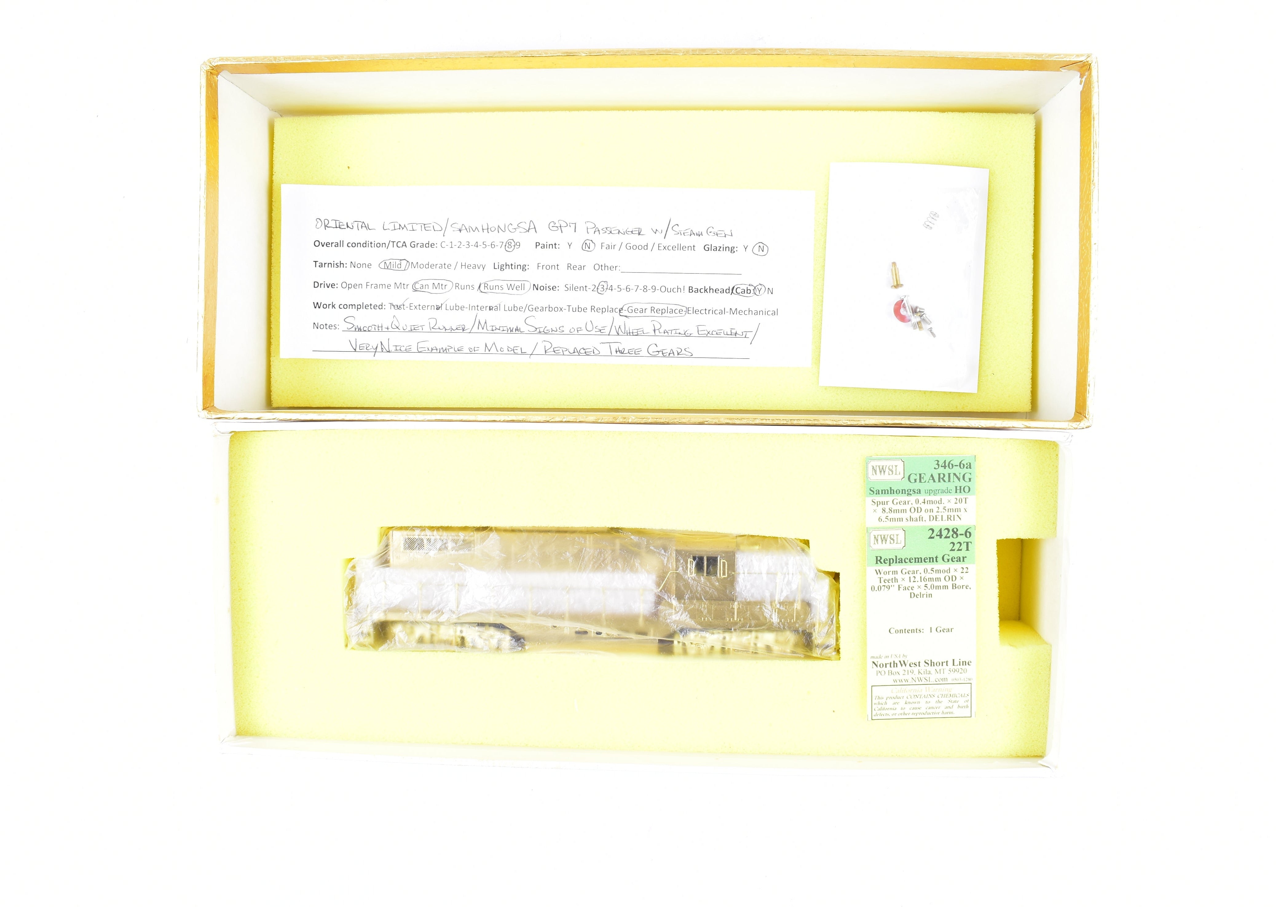 HO Brass Oriental Limited EMD GP7 1500 HP Non - Dynamic Passenger Model with Spares