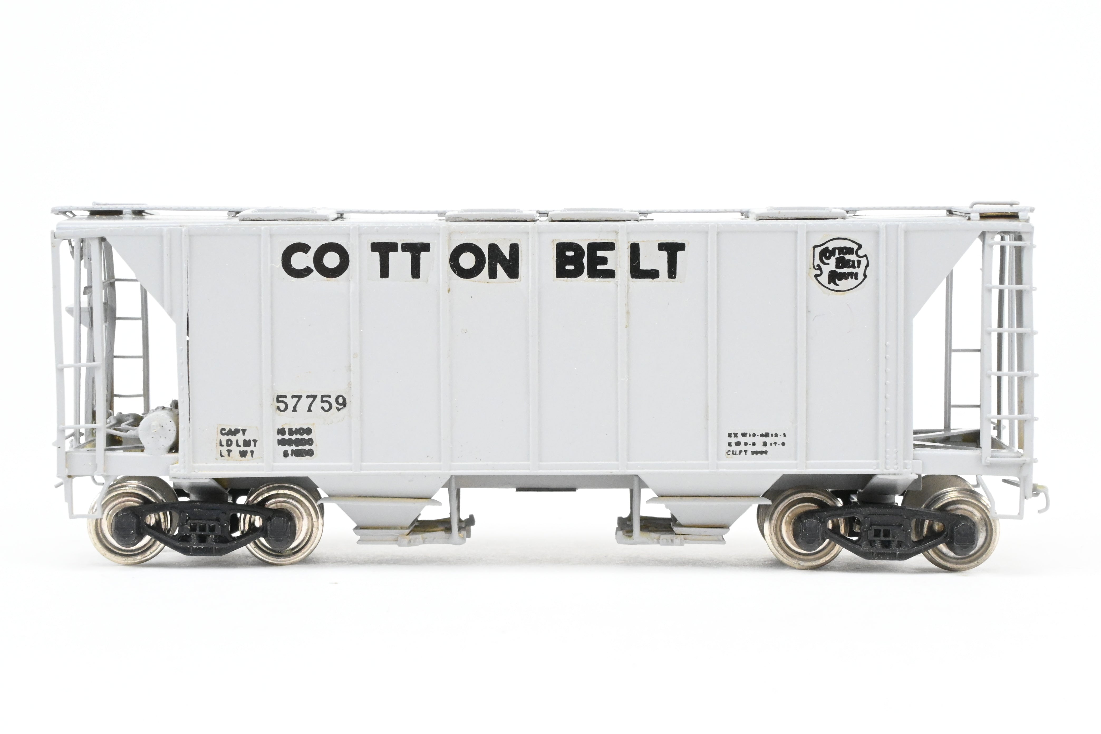 HO Brass Sunset/ACF Cotton Belt Grey Custom-Painted 70-Ton Covered Hopper #57759