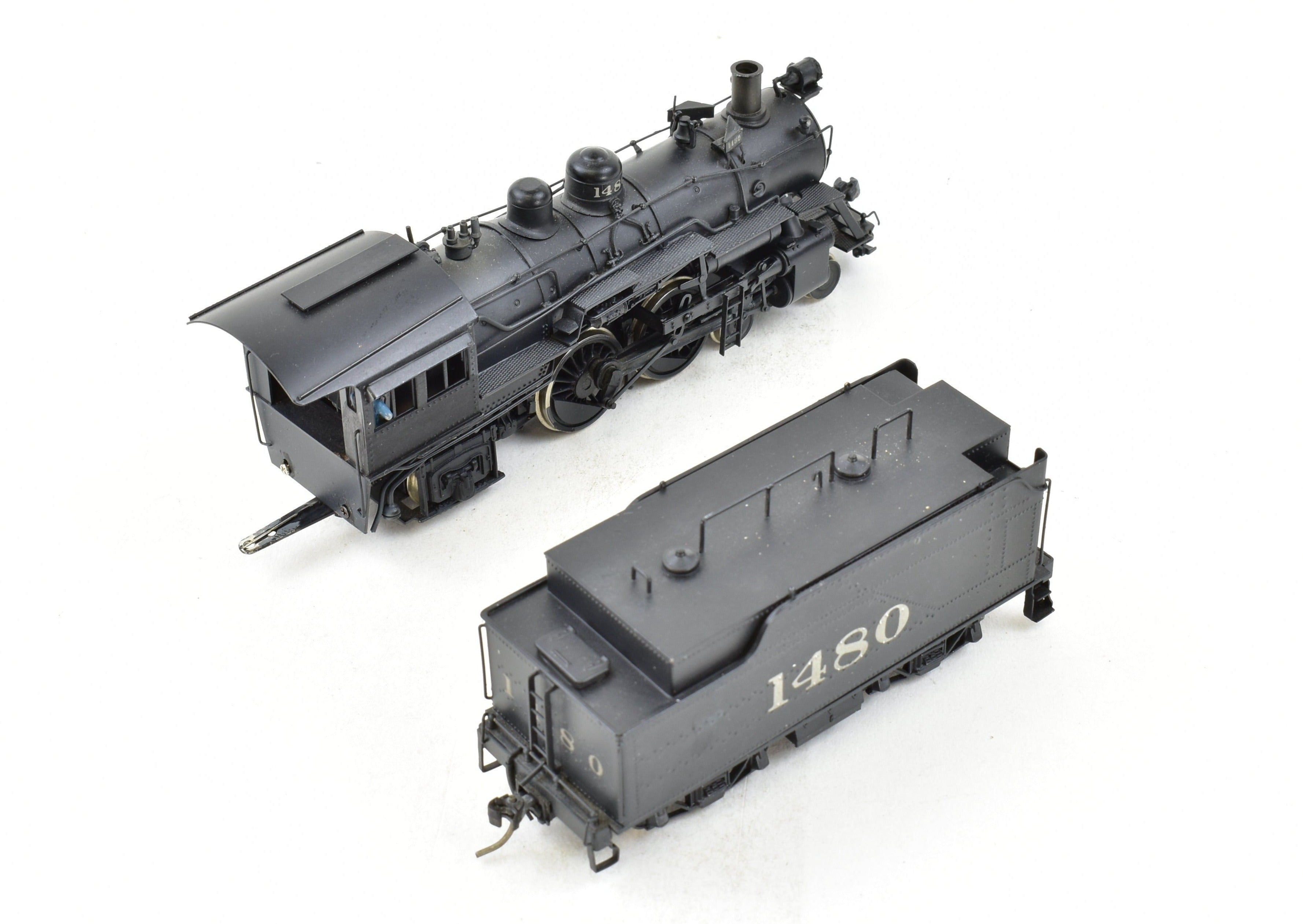HO Scale Brass Model Train - NJ Custom Brass ATSF Santa Fe Class 1400 4-4-2 Locomotive CP No. 1480, Sold As-Is Condition