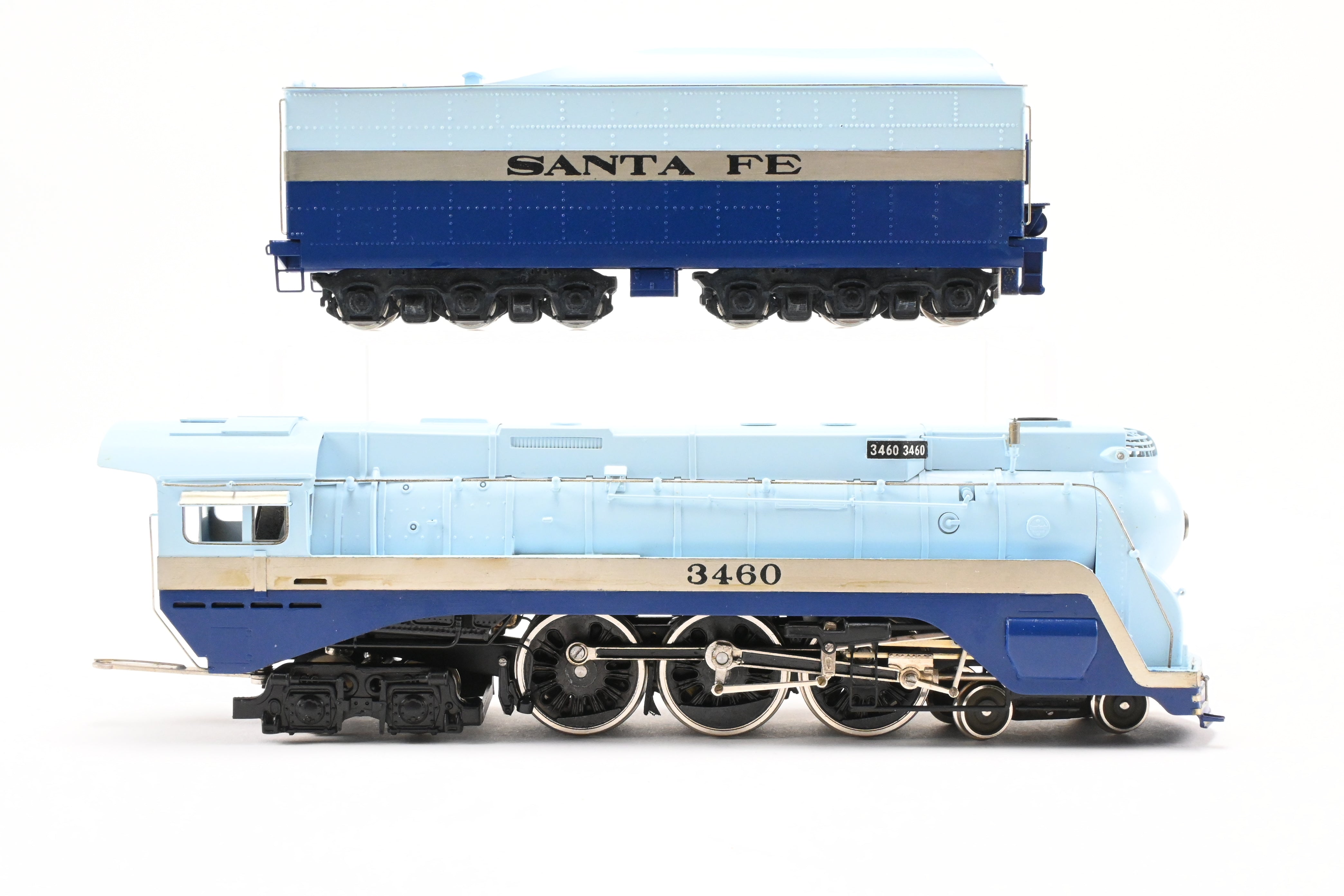 HO Scale Brass Model Train - Tenshodo ATSF Santa Fe 4-6-4 Steam Locomotive No. 3460 The Blue Goose Hudson - 1971 Run with Minor Foam Damage