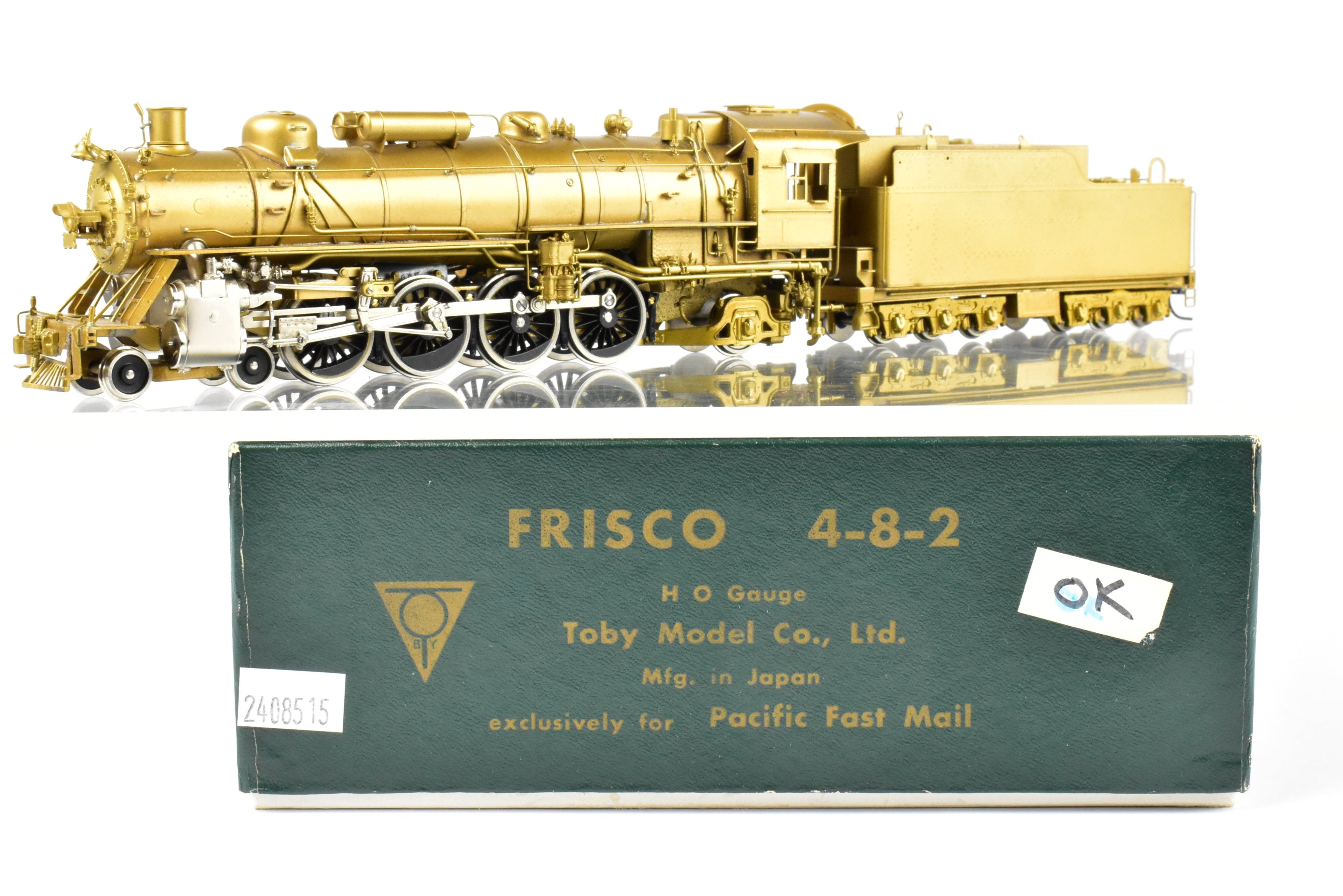 HO Scale Brass Toby PFM Frisco 4-8-2 Mountain Locomotive with Plated Cylinders
