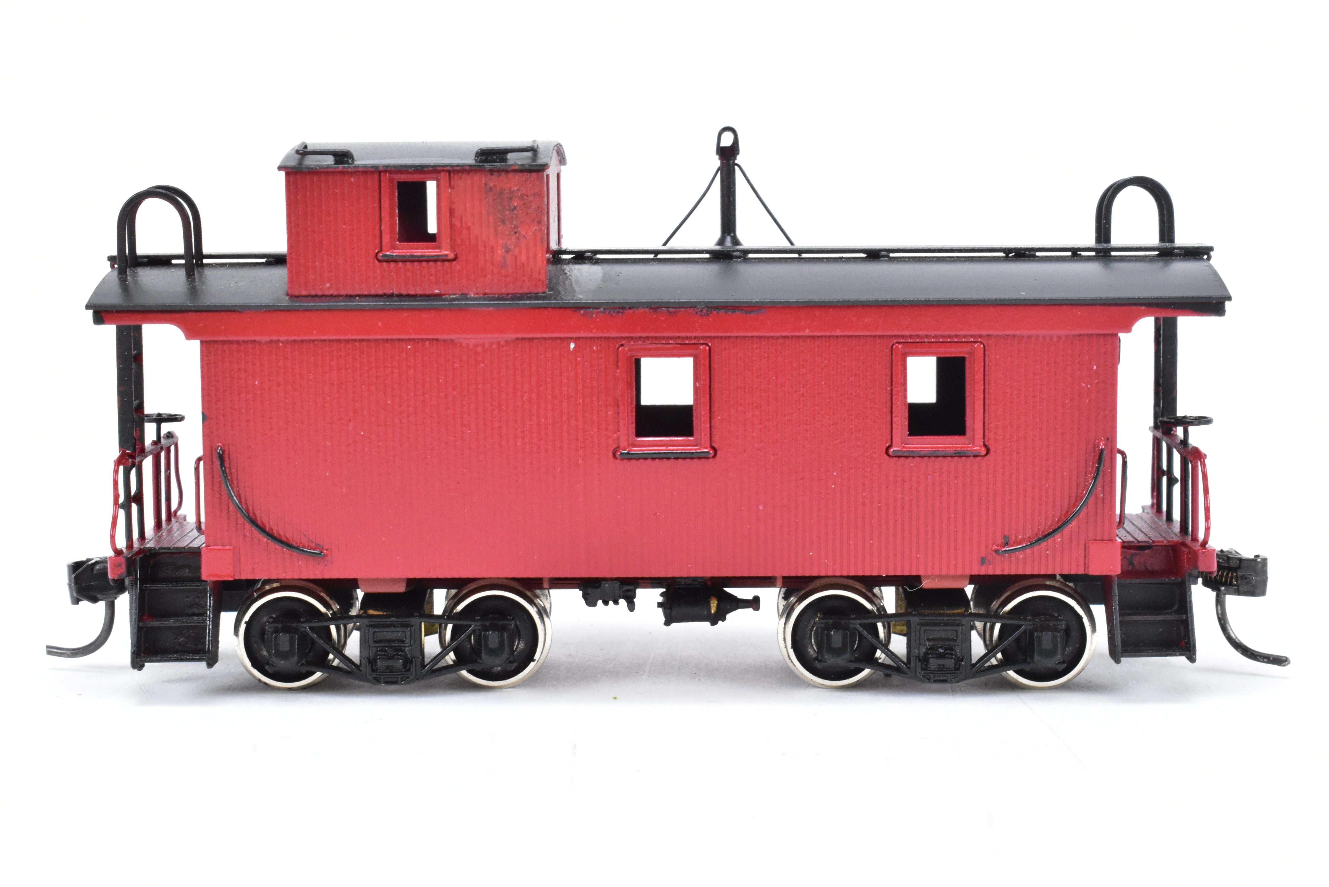 HO Scale Brass Model of Northwest Short Line (NWSL) and Northern Pacific (NP) 1700 Series Wood Caboose, Unlettered Custom - Painted in Caboose Red with Black Roof